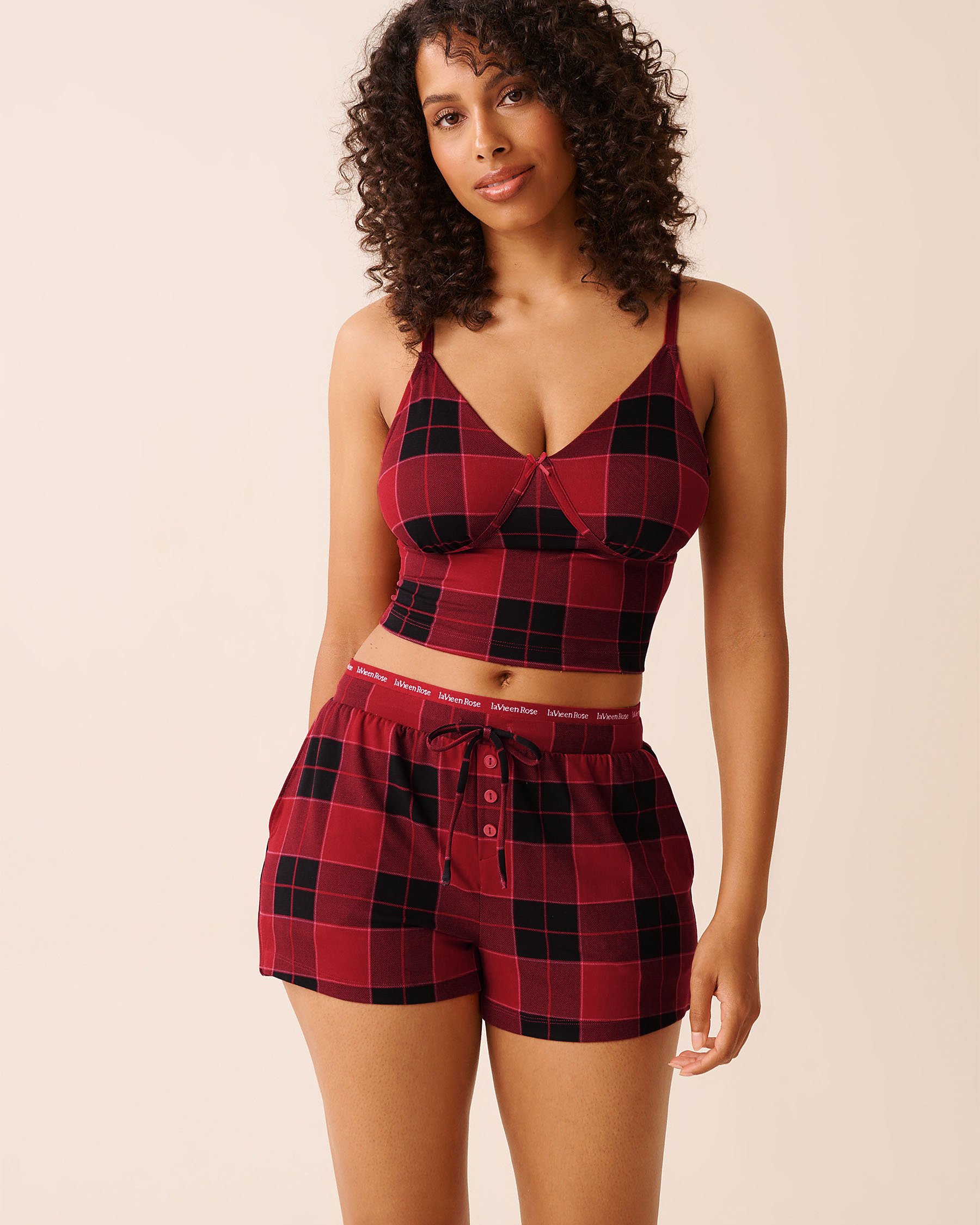 LA VIE EN ROSE Camisole courte ultra douce carreaux buffalo Carreaux buffalo 40100803 - Voir1
