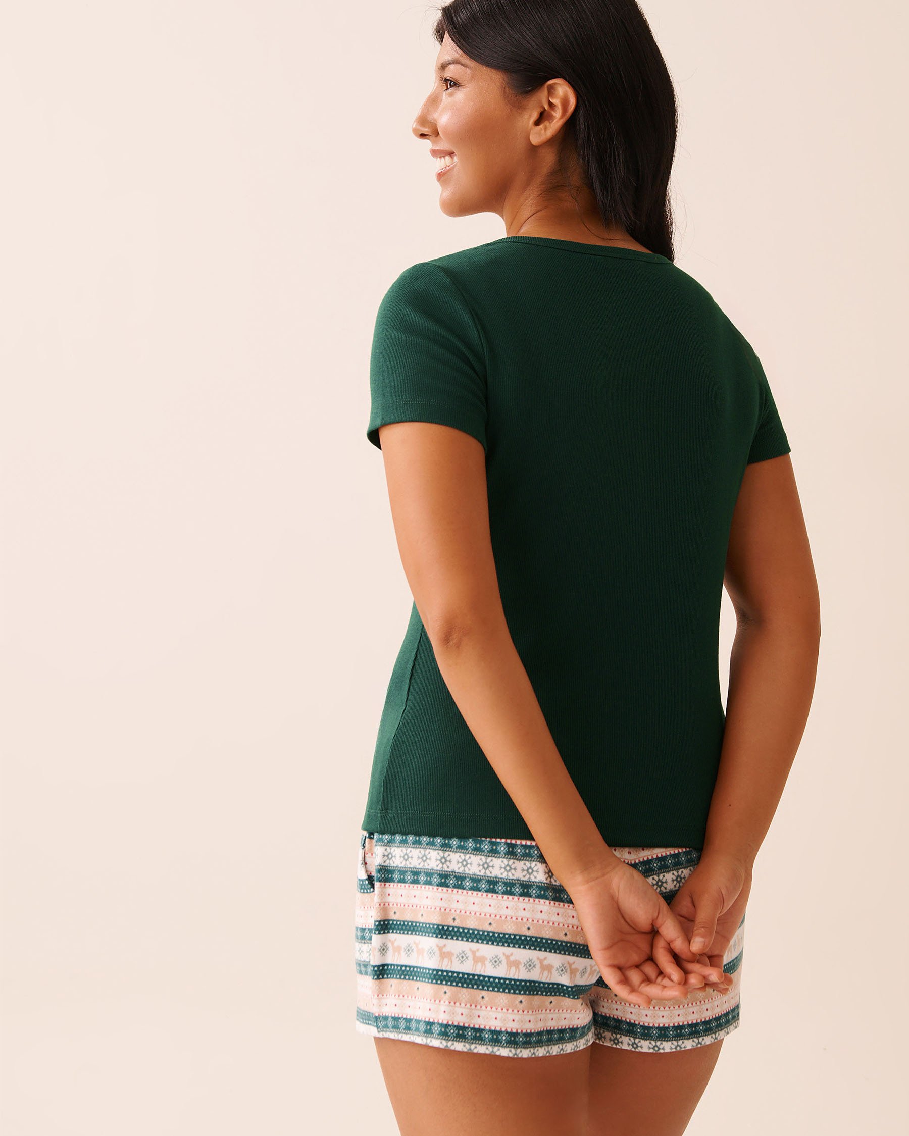 LA VIE EN ROSE T-shirt henley côtelé Vert sapin 40100804 - View2