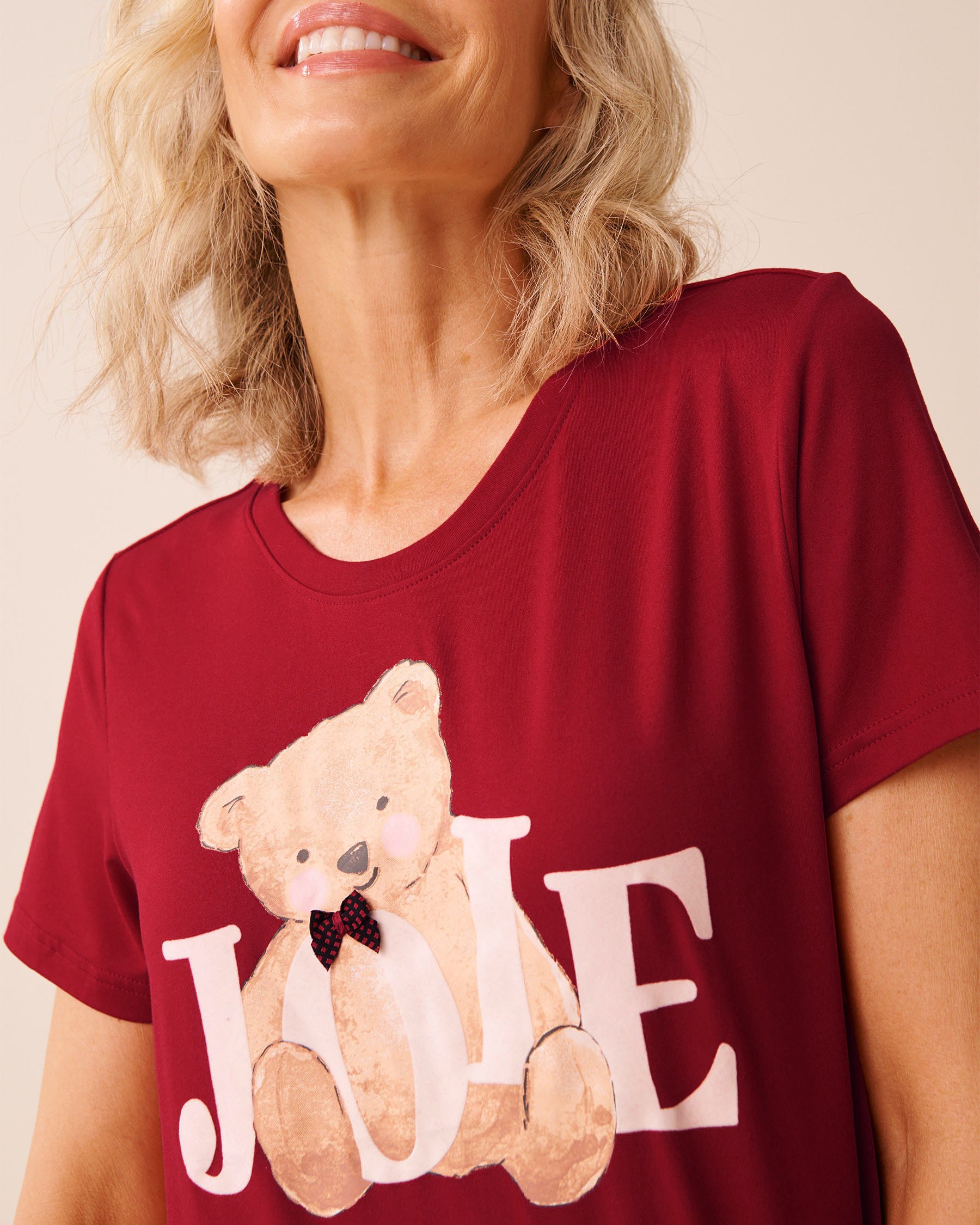 LA VIE EN ROSE T-shirt ultra doux imprimé ourson Rouge/Oursons 40100808 - Voir3