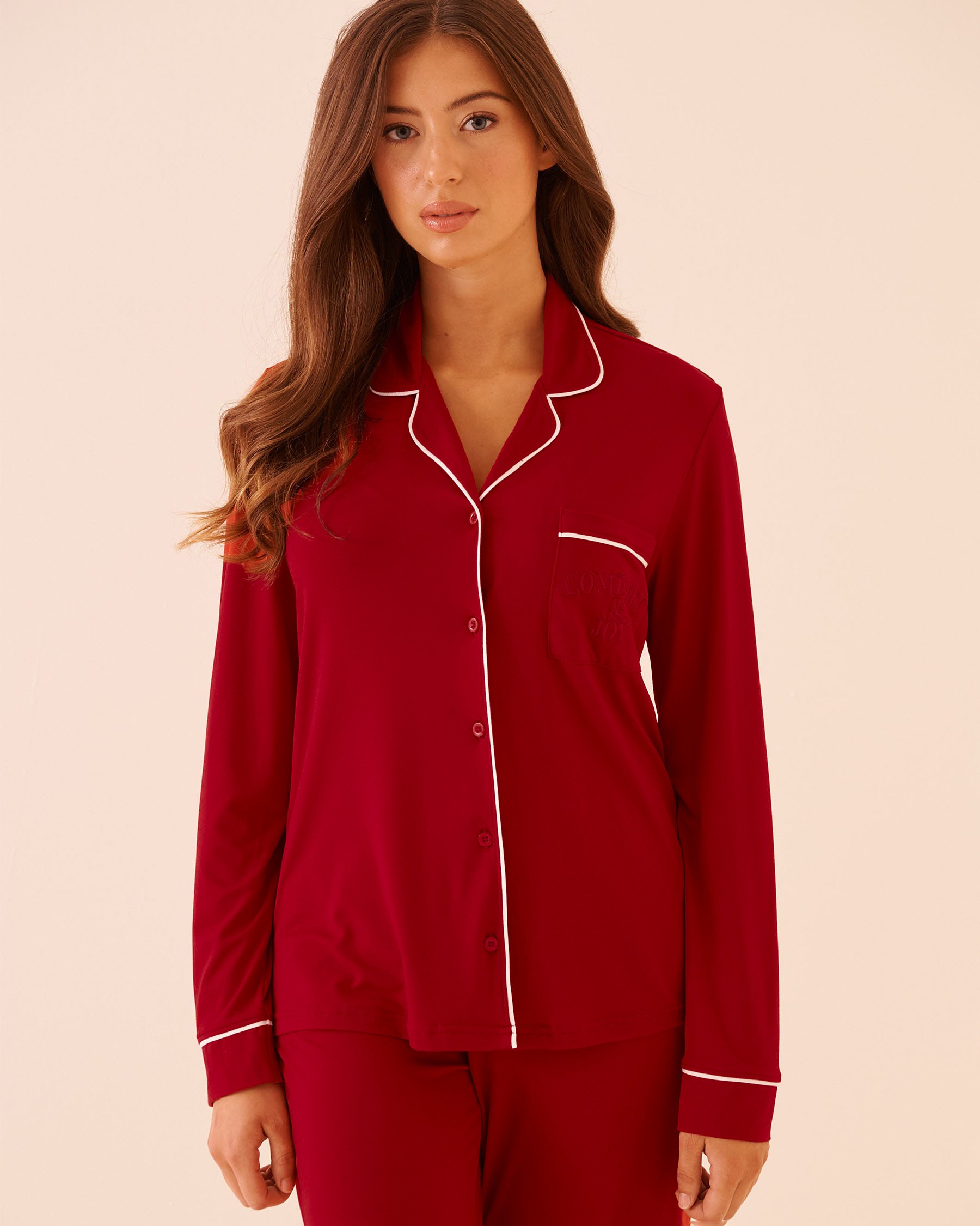 LA VIE EN ROSE Chemisier manches longues ultra doux imprimé Comfort & Joy Rouge joyeux 40100810 - Voir3