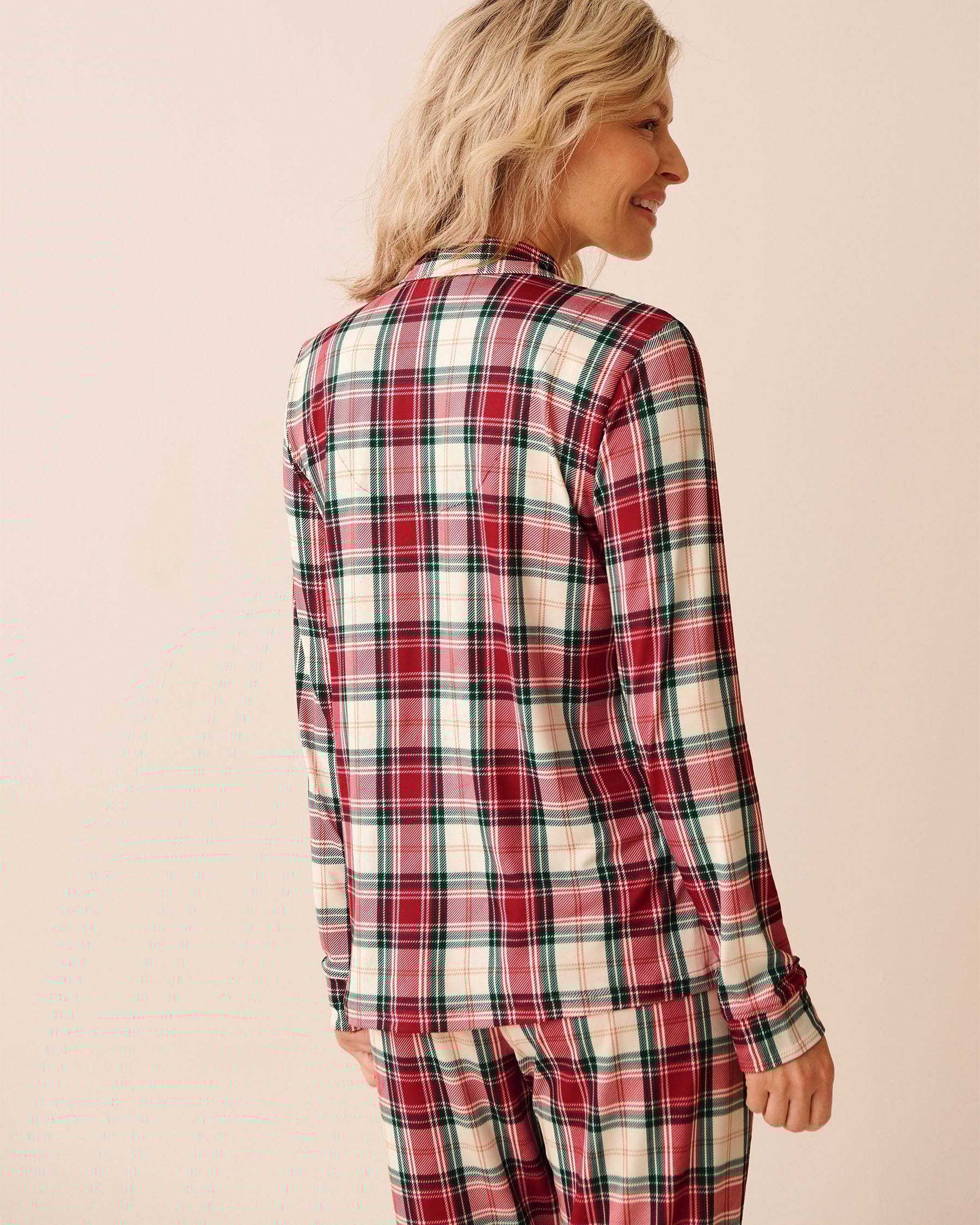 LA VIE EN ROSE Red Plaid Super Soft Button-down Shirt Red Plaid 40100810 - View2
