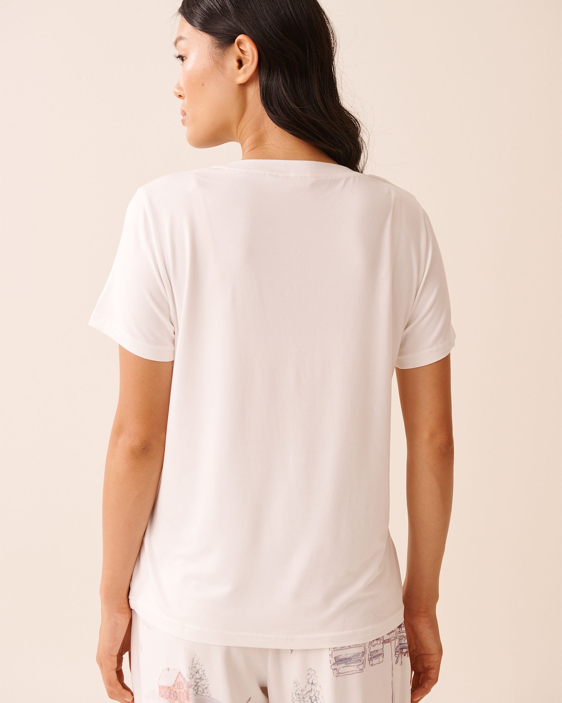 LA VIE EN ROSE T-shirt ultra doux imprimé après-ski Blanc neige 40100814 - Voir2