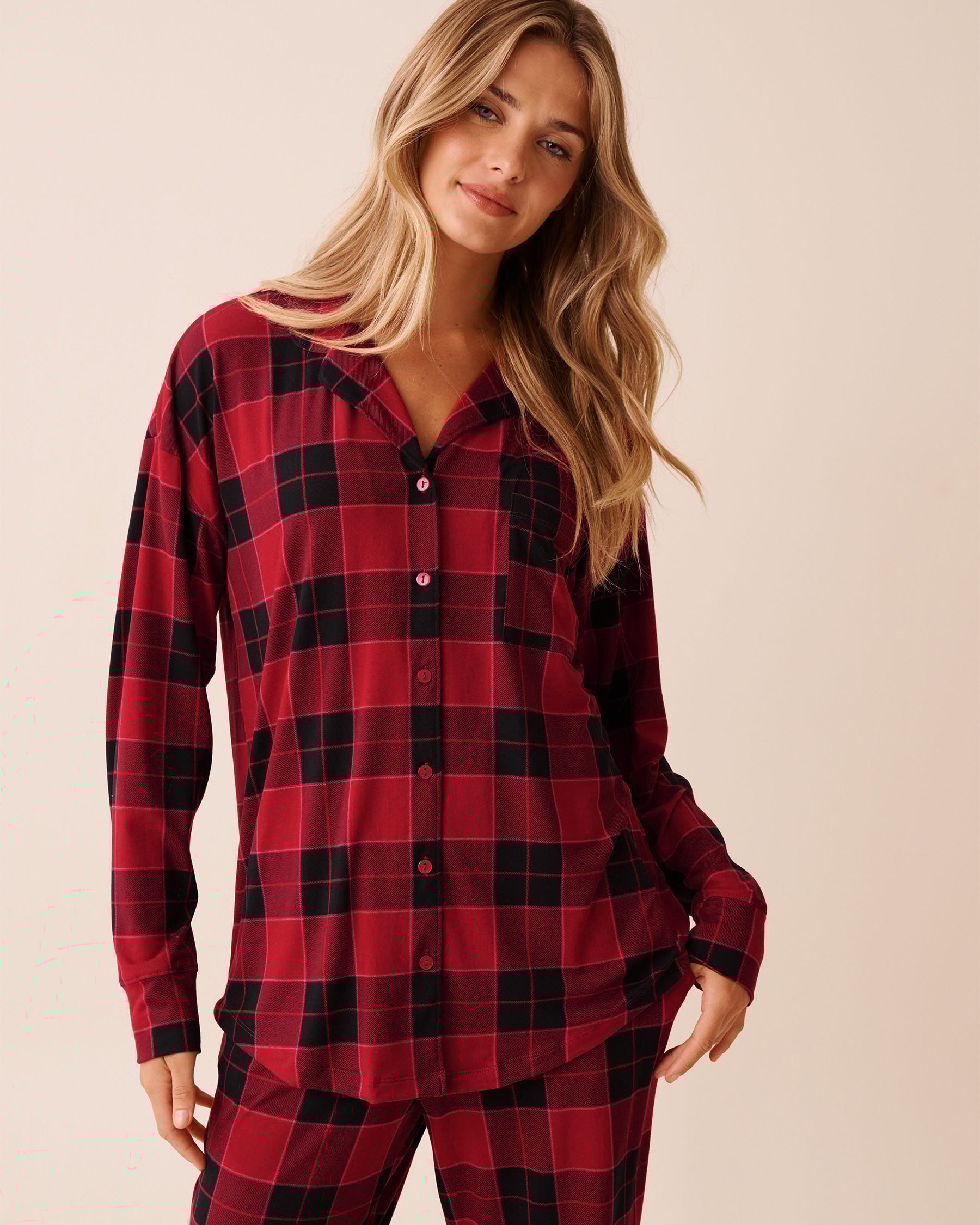 LA VIE EN ROSE Buffalo Plaid Super Soft Button-down Shirt Buffalo Plaid 40100818 - View1