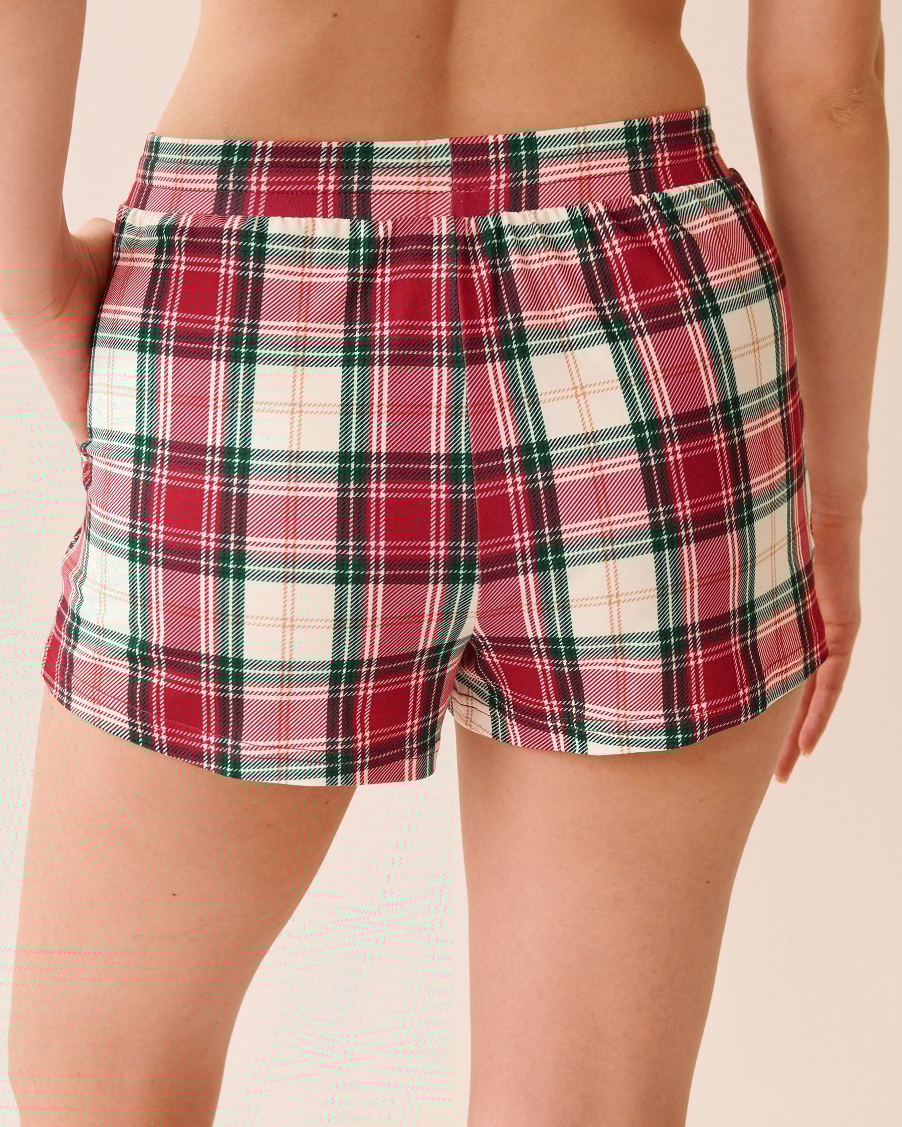 LA VIE EN ROSE Short de pyjama ultra doux carreaux rouges Carreaux rouges 40200793 - View2