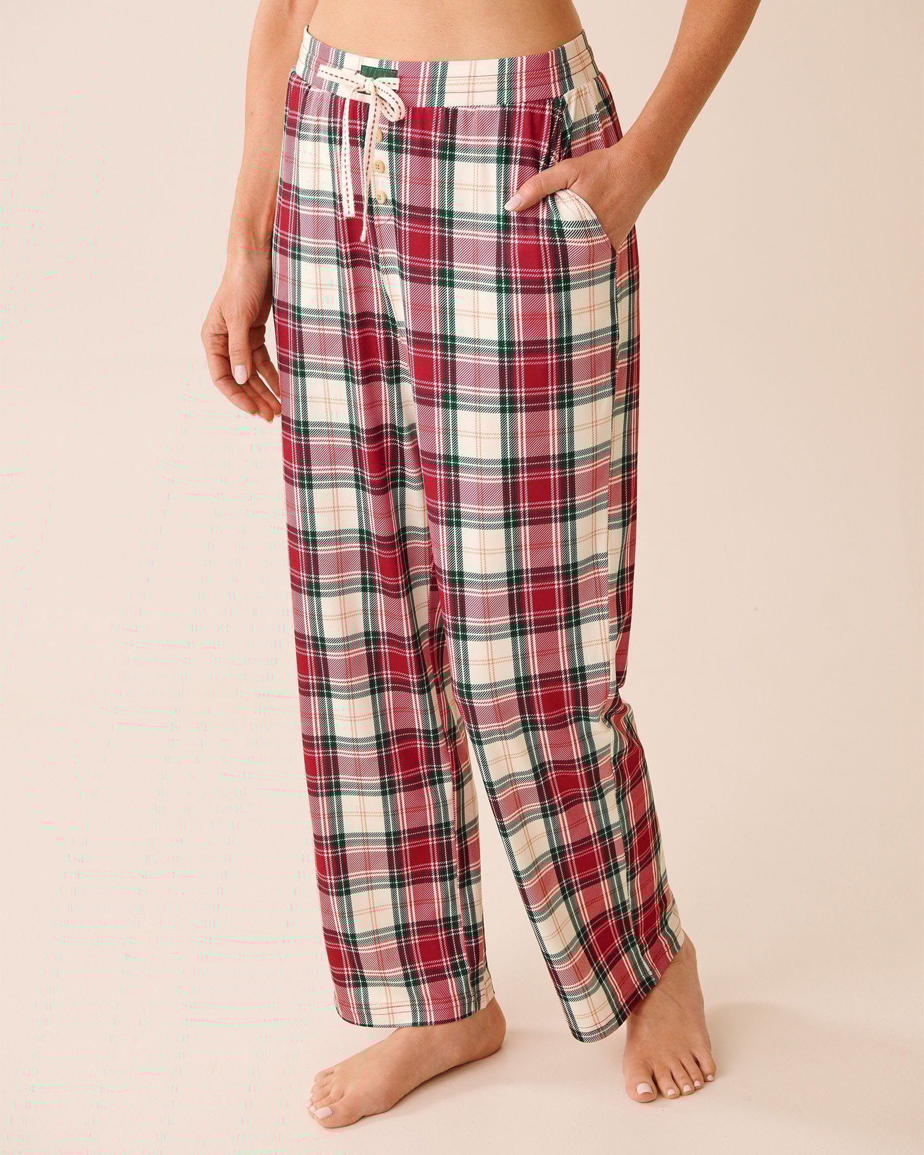 LA VIE EN ROSE Pantalon de pyjama ultra doux carreaux rouges Carreaux rouges 40200794 - View1