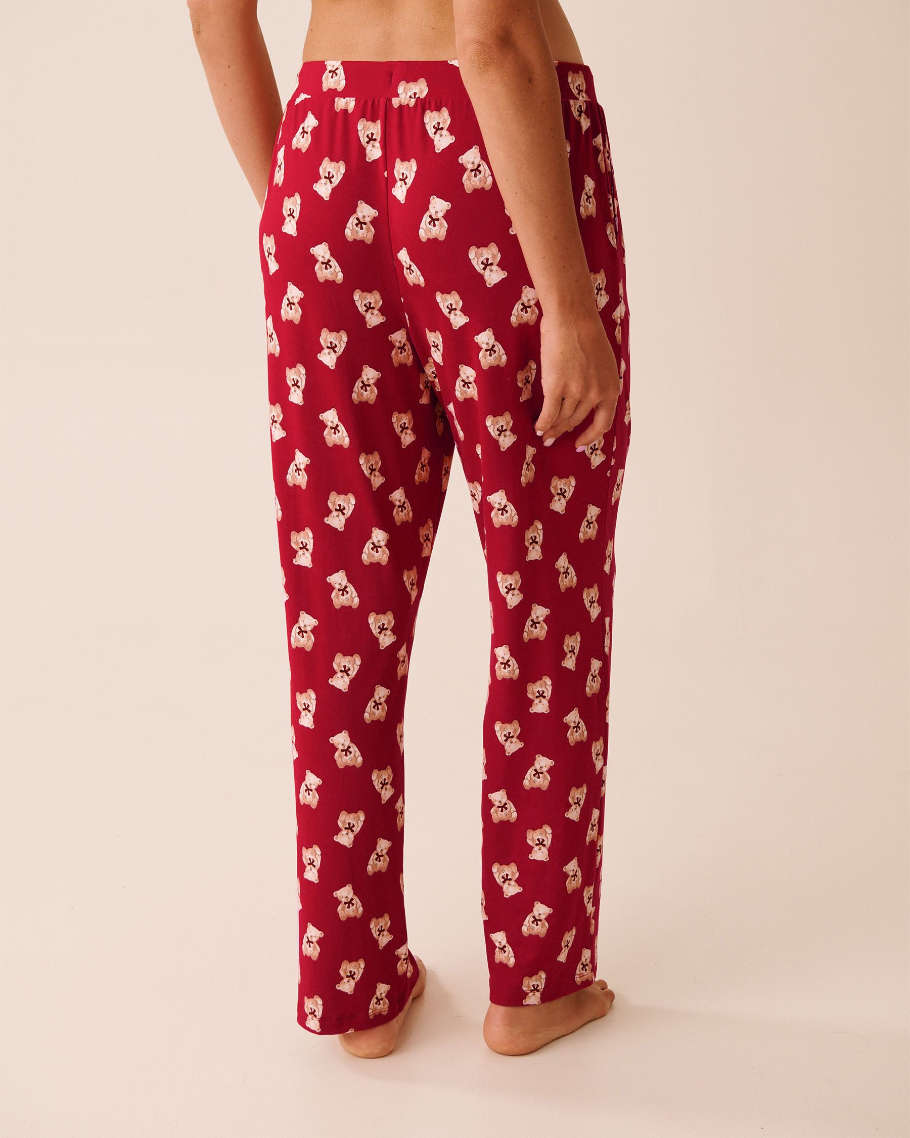 LA VIE EN ROSE Pantalon de pyjama ultra doux imprimé oursons Rouge/Oursons 40200800 - View2
