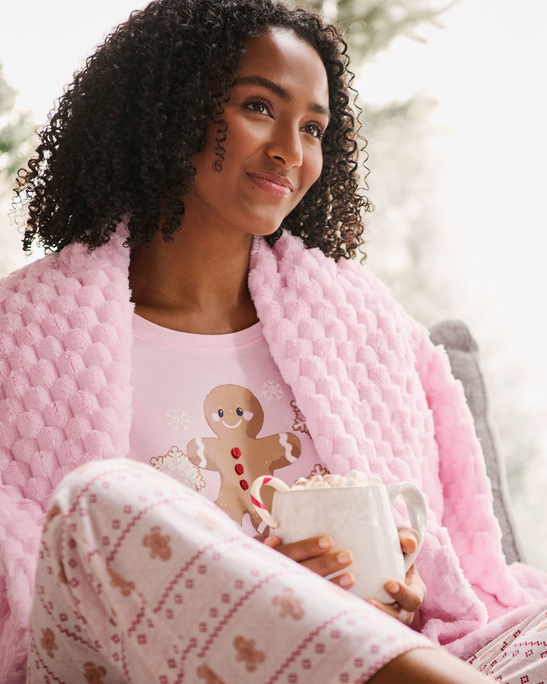 LA VIE EN ROSE Ensemble pyjama en coton imprimé pain d'épices Rose/Pain d'épices 40400087 - Voir1