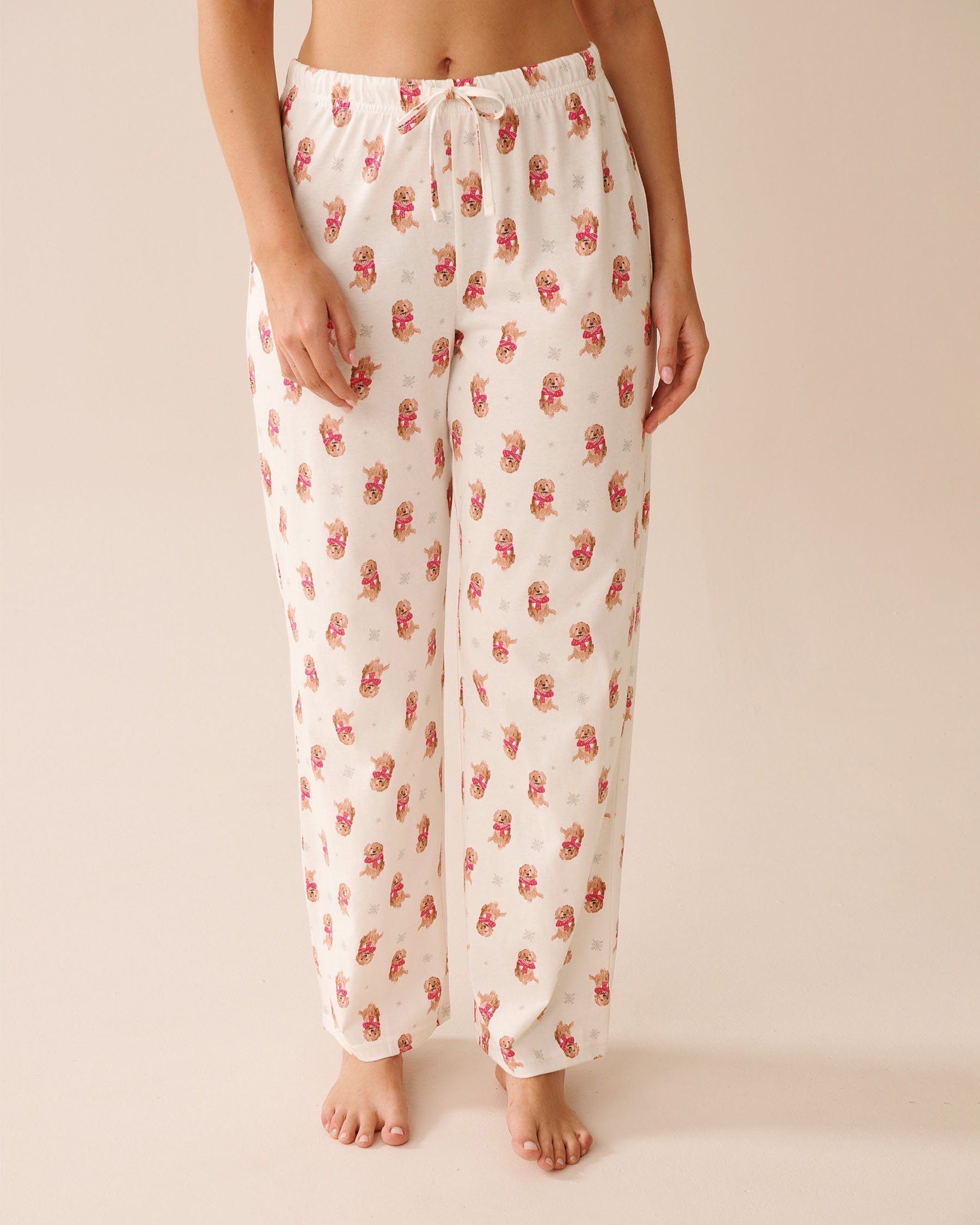 LA VIE EN ROSE Ensemble pyjama en coton imprimé chien Rouge/Chiens 40400087 - Voir5