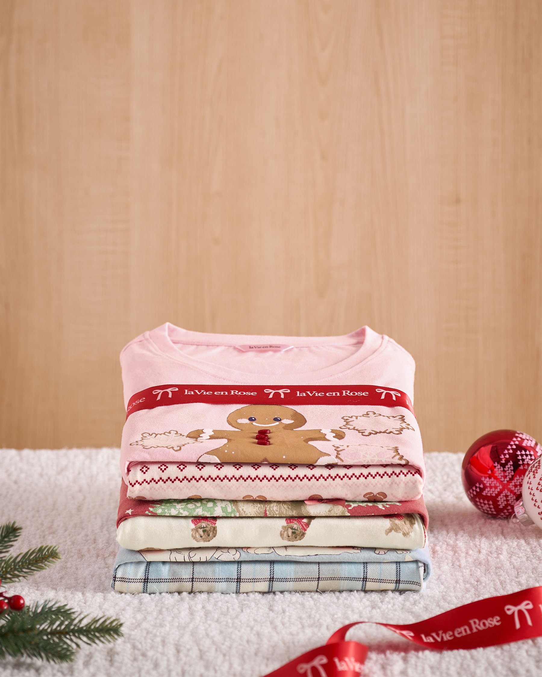 LA VIE EN ROSE Ensemble pyjama en coton imprimé chien Rouge/Chiens 40400087 - Voir8