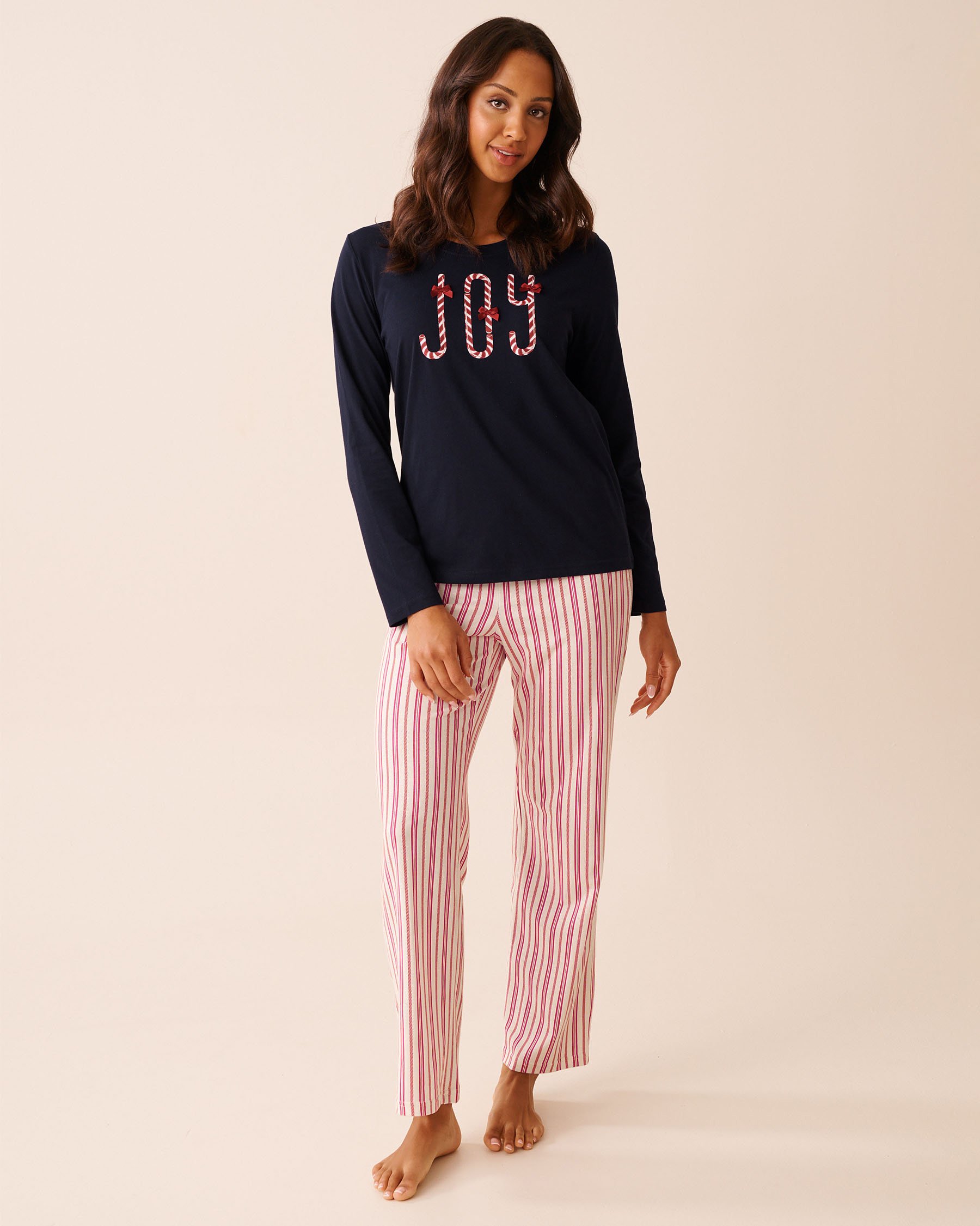 LA VIE EN ROSE Ensemble pyjama en coton imprimé sucre d'orge Bleu/Sucre d'orge 40400087 - Voir1