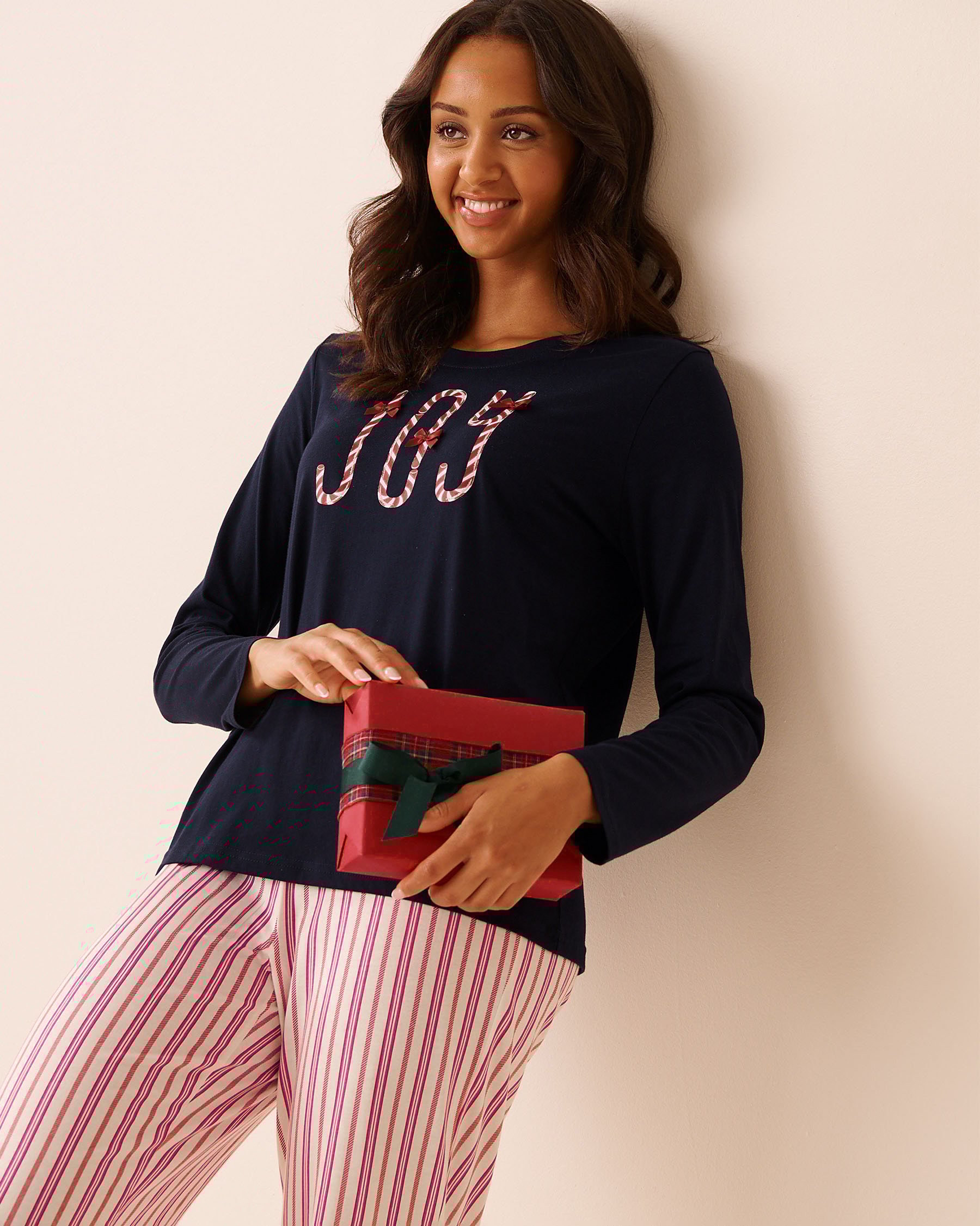 LA VIE EN ROSE Ensemble pyjama en coton imprimé sucre d'orge Bleu/Sucre d'orge 40400087 - Voir3