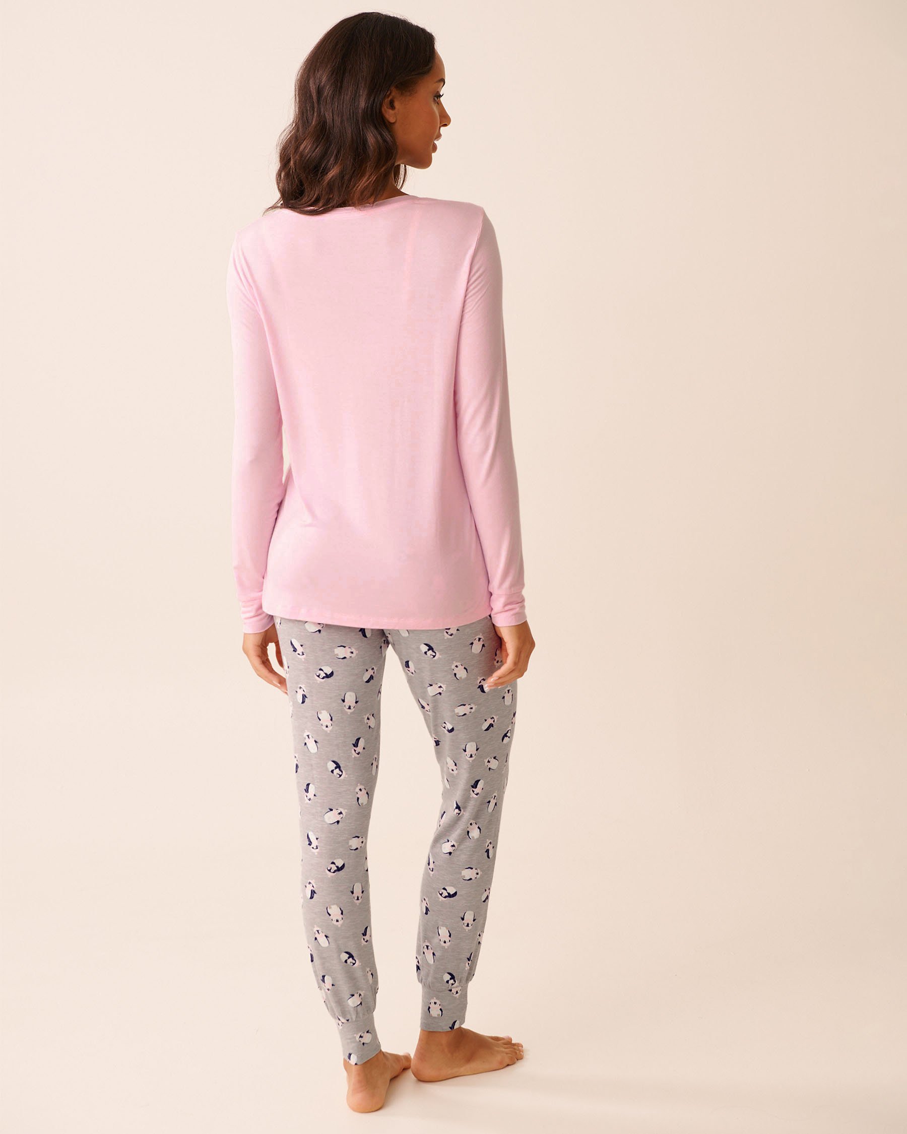 LA VIE EN ROSE Ensemble pyjama manches longues imprimé pingouin Rose/Pingouins 40400088 - Voir2
