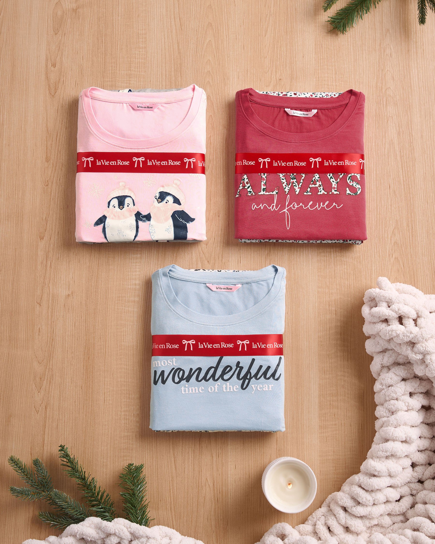 LA VIE EN ROSE Ensemble pyjama manches longues imprimé fleurs rouges Rouge/Fleurs 40400088 - Voir6
