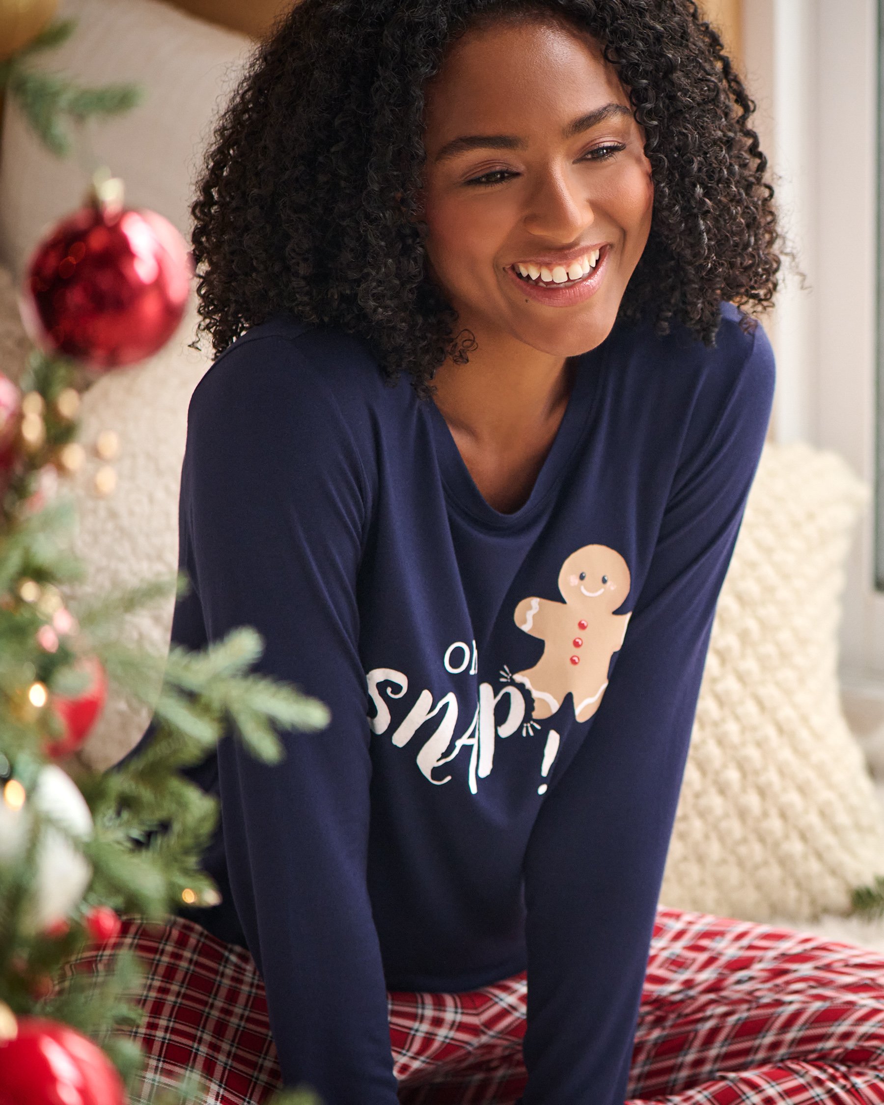 LA VIE EN ROSE Ensemble pyjama manches longues imprimé pain d'épices Bleu/Pain d'épices 40400088 - Voir2