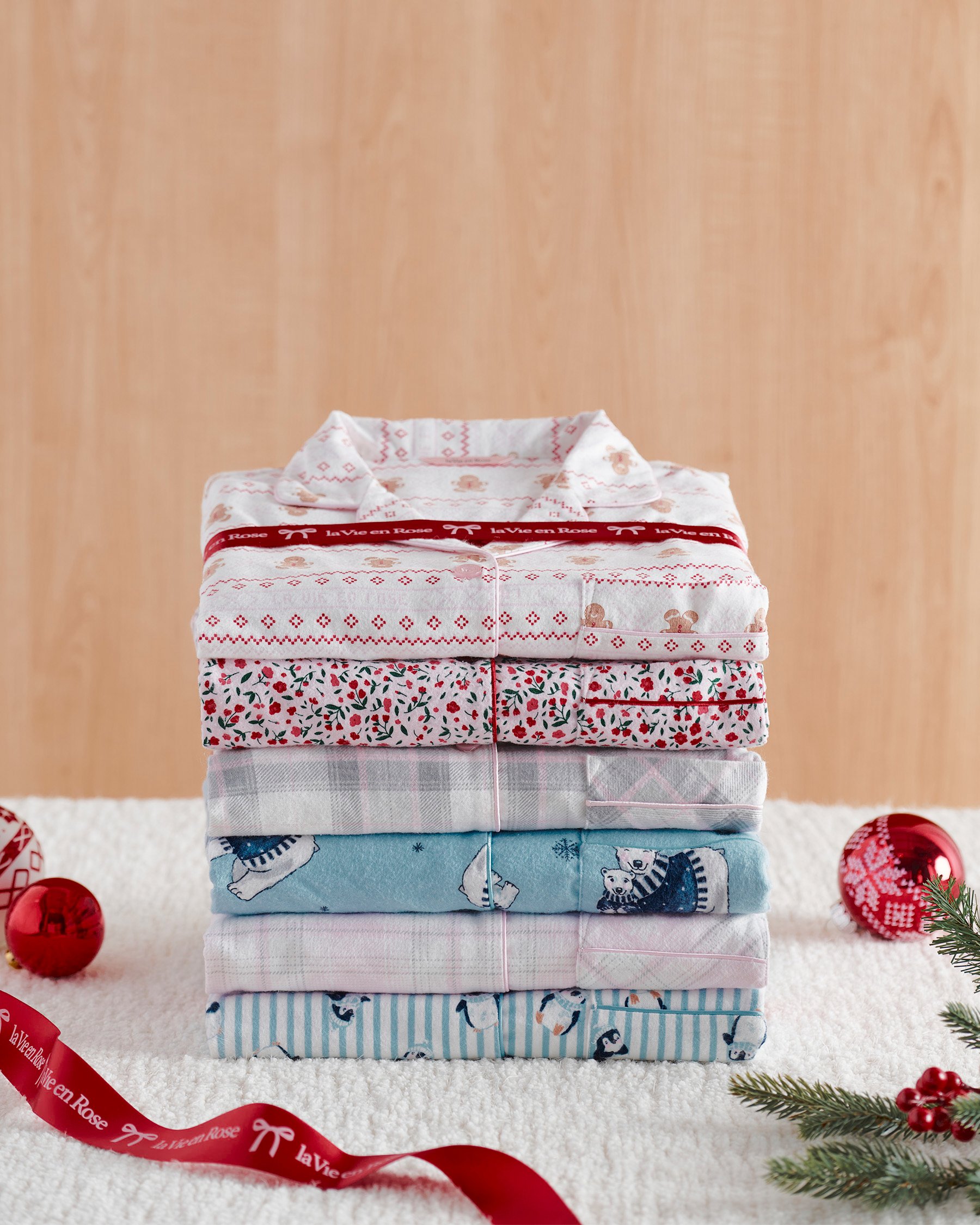 LA VIE EN ROSE Ensemble pyjama en flanelle carreaux gris Carreaux gris pâles 40400089 - View7