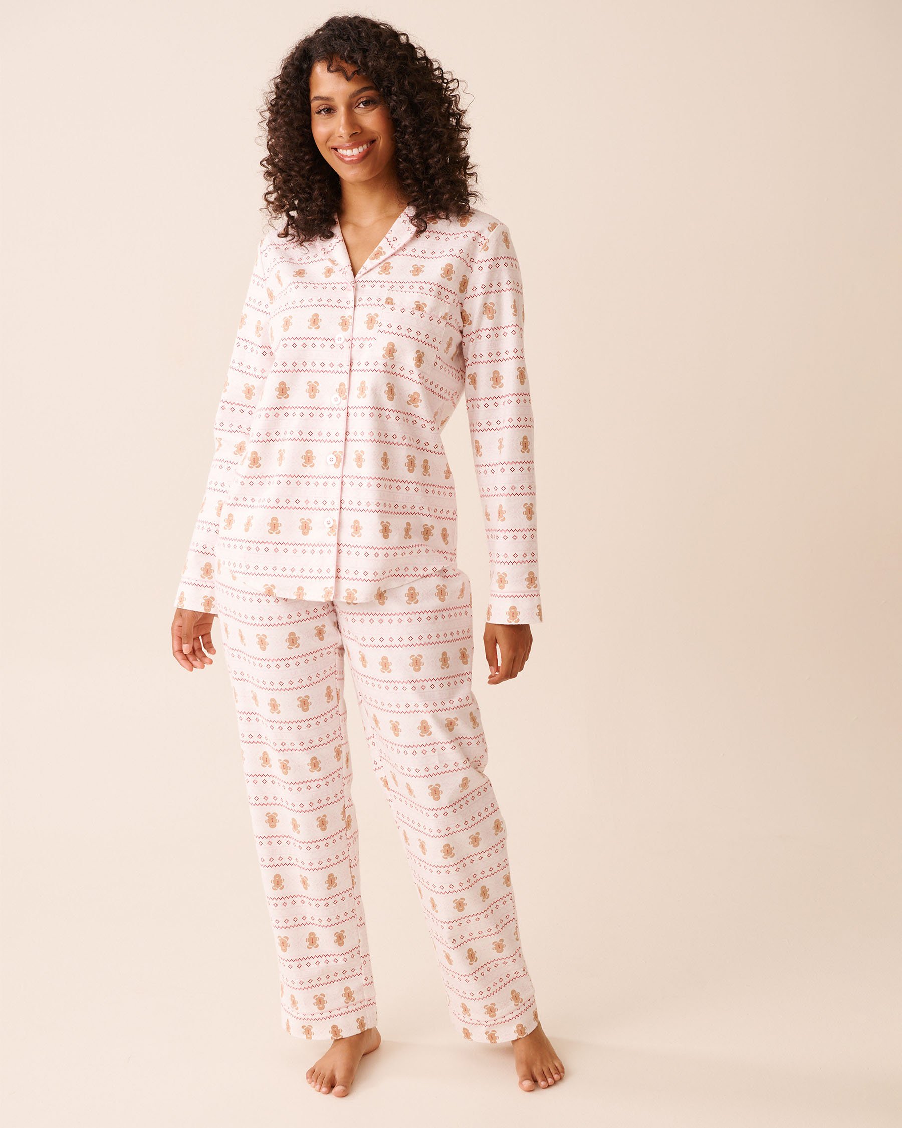 LA VIE EN ROSE Ensemble pyjama en flanelle imprimé pain d'épices Imprimé nordique/Pain d'épices 40400089 - Voir3