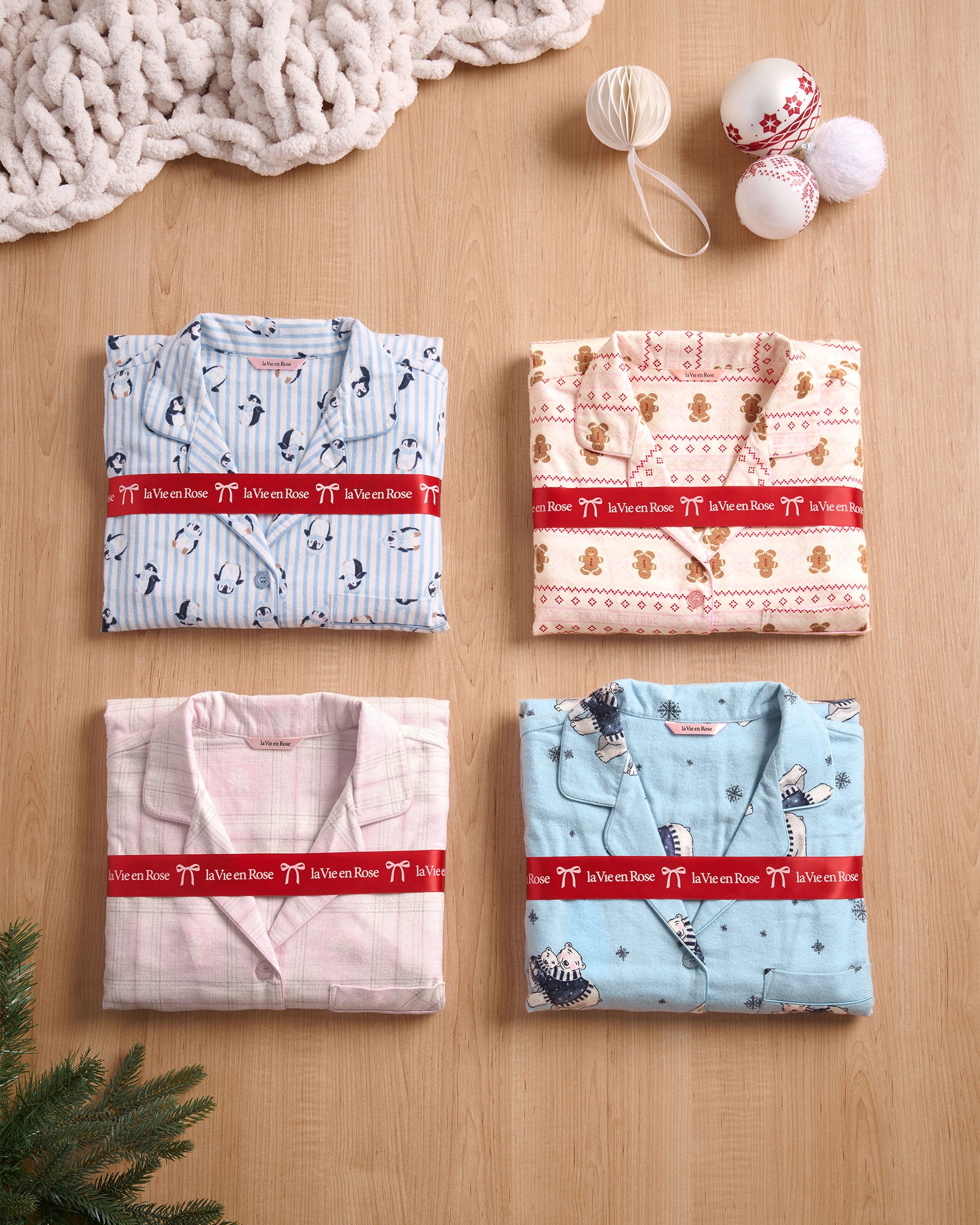 LA VIE EN ROSE Ensemble pyjama en flanelle imprimé chat Blanc/Chats 40400089 - Voir6