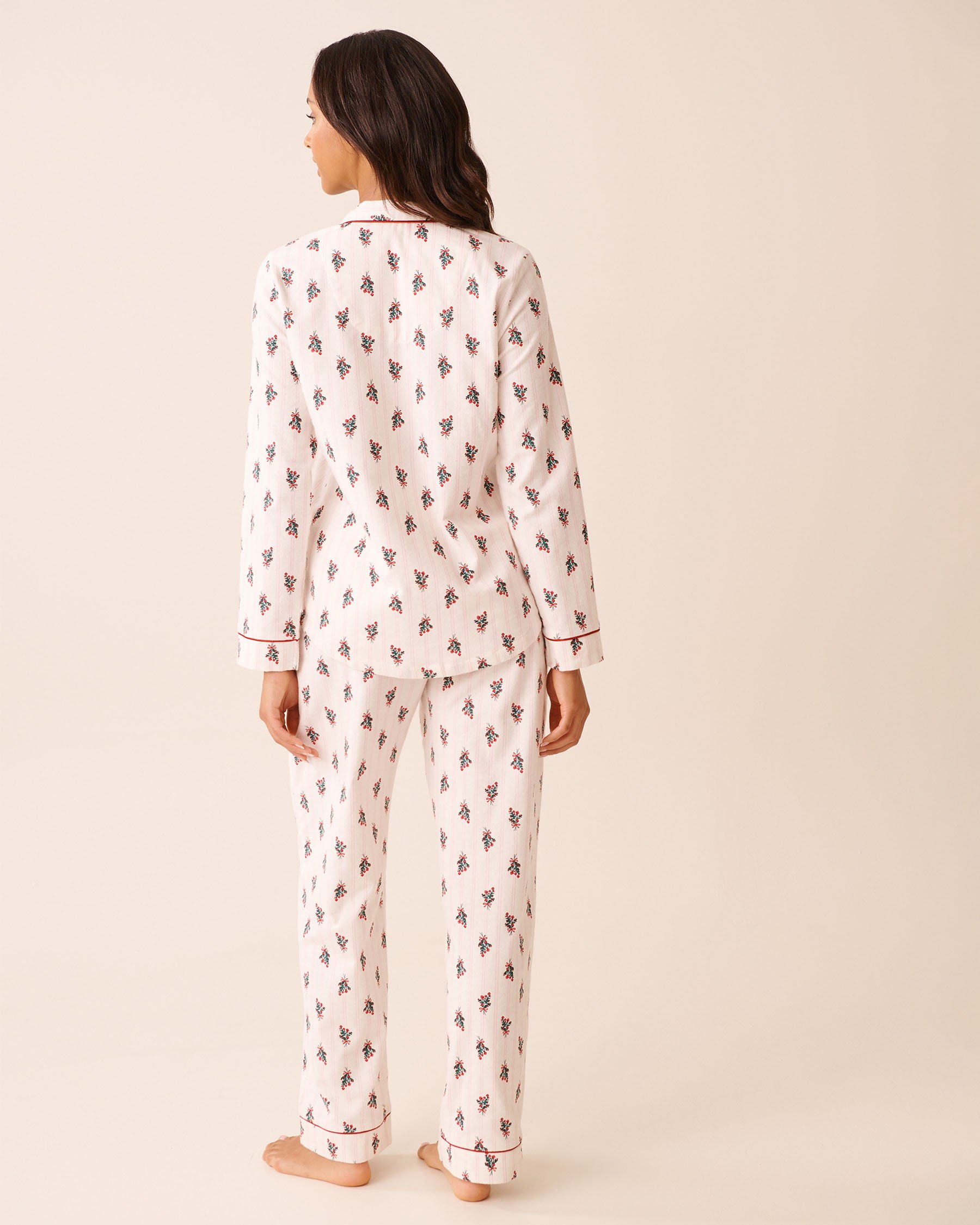 LA VIE EN ROSE Ensemble pyjama en flanelle imprimé bouquet de fleurs Blanc/Bouquets de fleurs 40400089 - View2