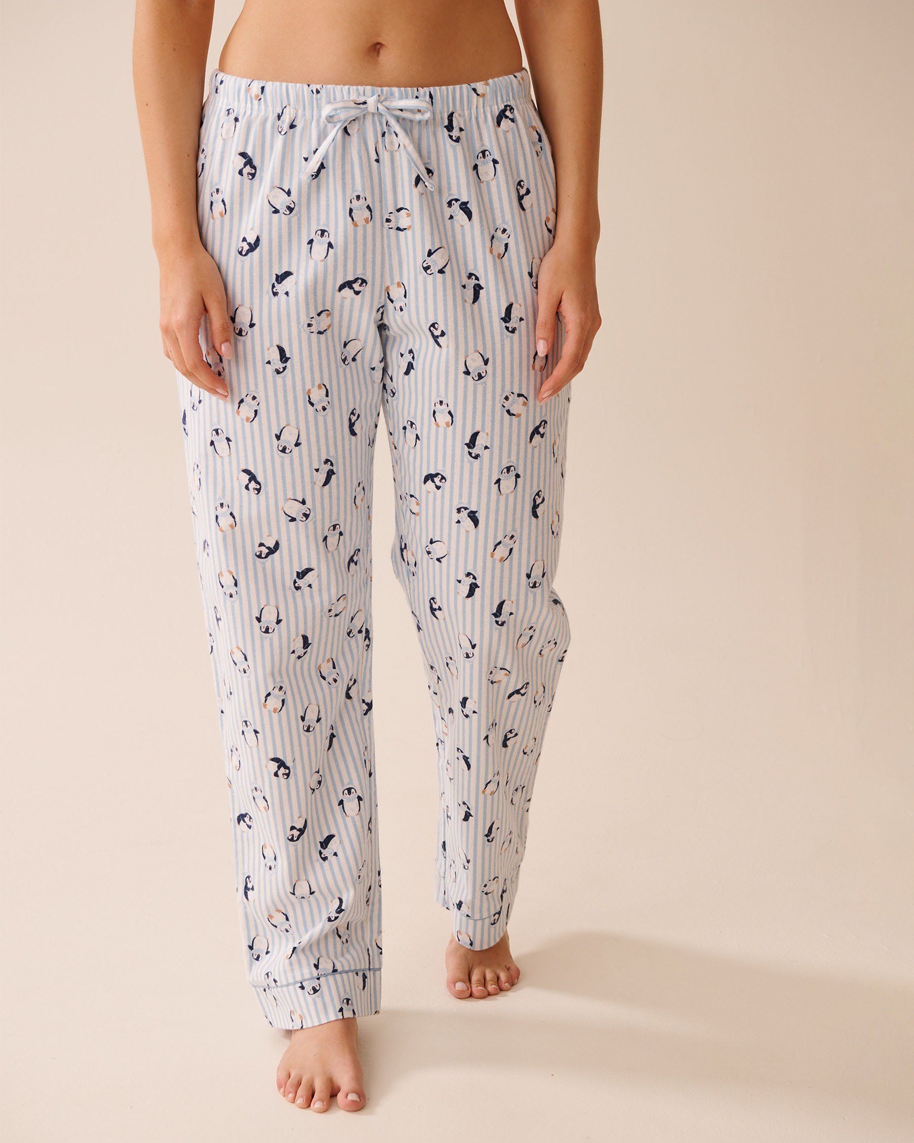 LA VIE EN ROSE Ensemble pyjama en flanelle imprimé pingouin Rayures bleues/Pingouins 40400089 - Voir5