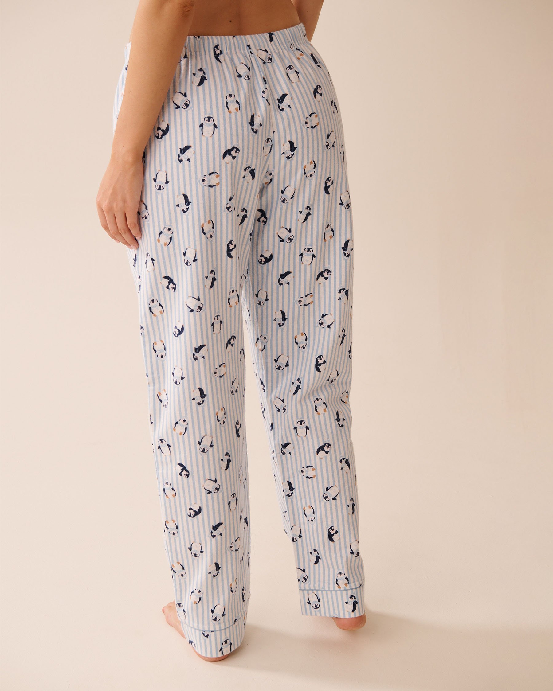 LA VIE EN ROSE Ensemble pyjama en flanelle imprimé pingouin Rayures bleues/Pingouins 40400089 - Voir6