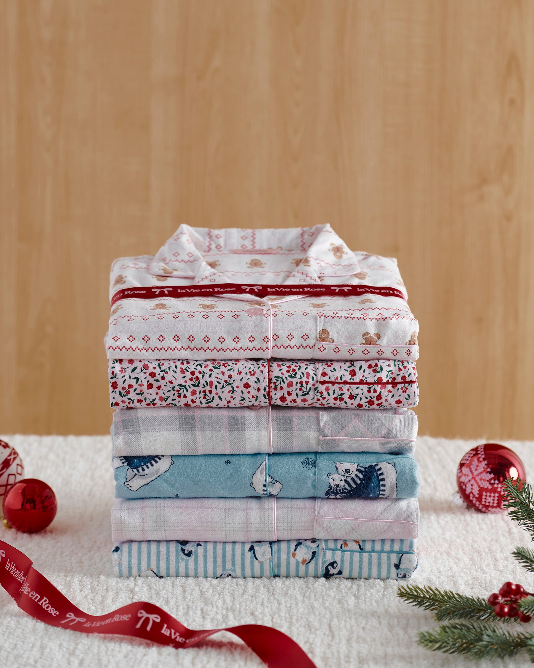 LA VIE EN ROSE Ensemble pyjama en flanelle imprimé pingouin Rayures bleues/Pingouins 40400089 - Voir8