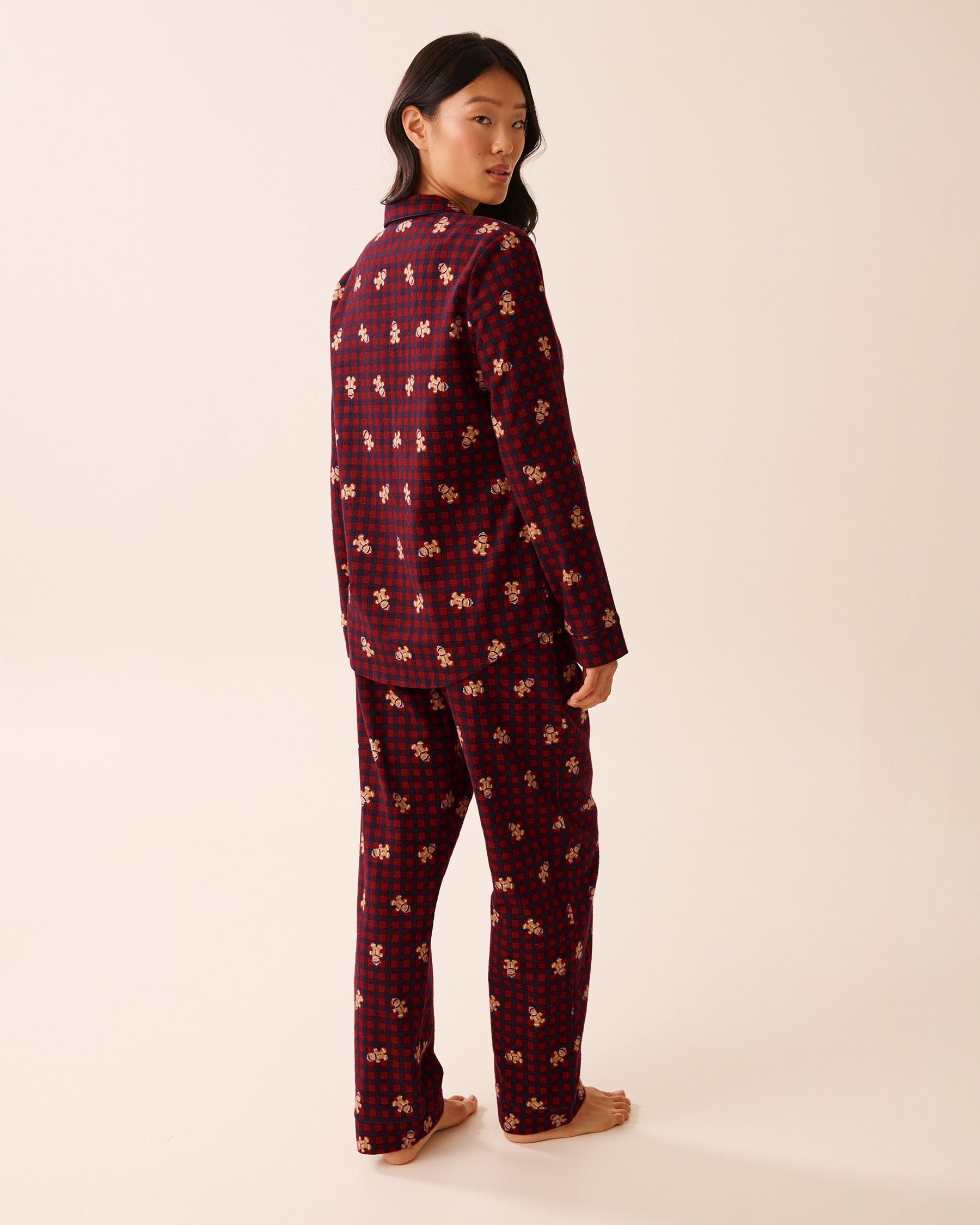 LA VIE EN ROSE Ensemble pyjama en flanelle imprimé pain d'épices Carreaux rouges/Pain d'épices 40400089 - Voir4