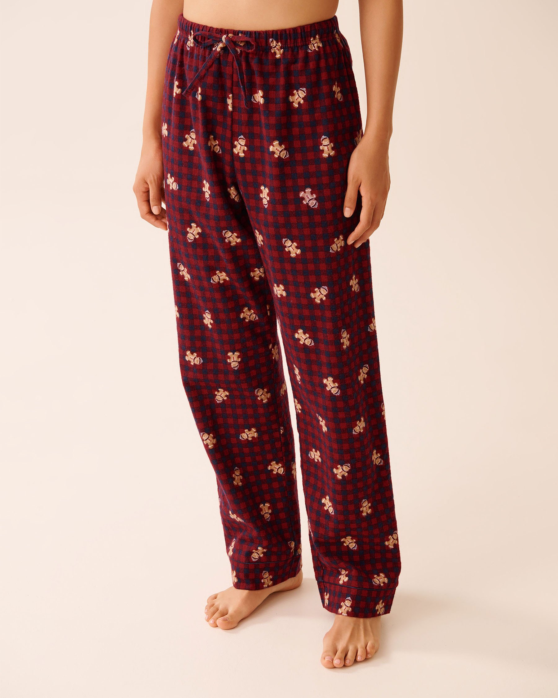LA VIE EN ROSE Ensemble pyjama en flanelle imprimé pain d'épices Carreaux rouges/Pain d'épices 40400089 - Voir6