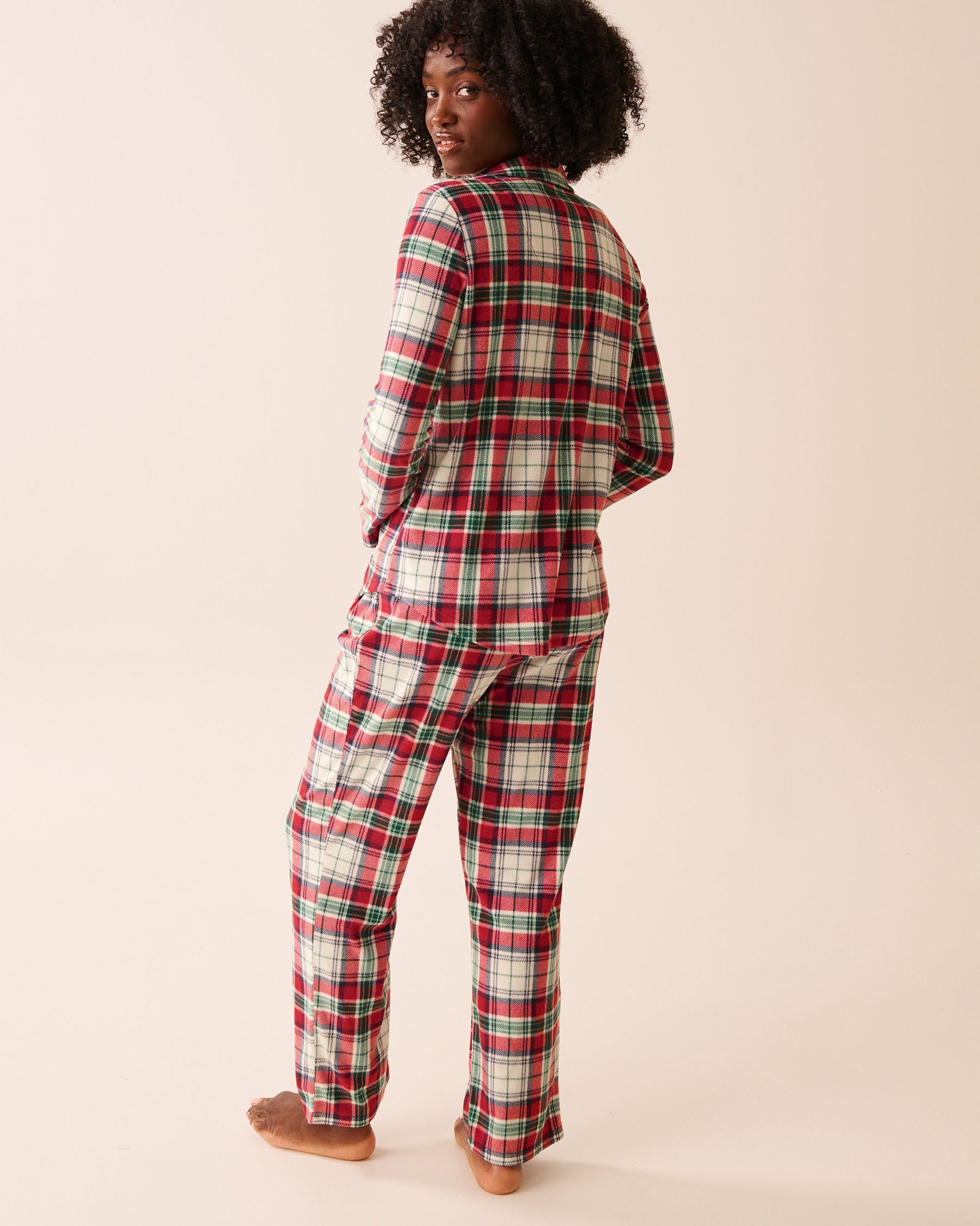 LA VIE EN ROSE Ensemble pyjama en polaire carreaux rouges Carreaux rouges et blancs 40400090 - Voir2