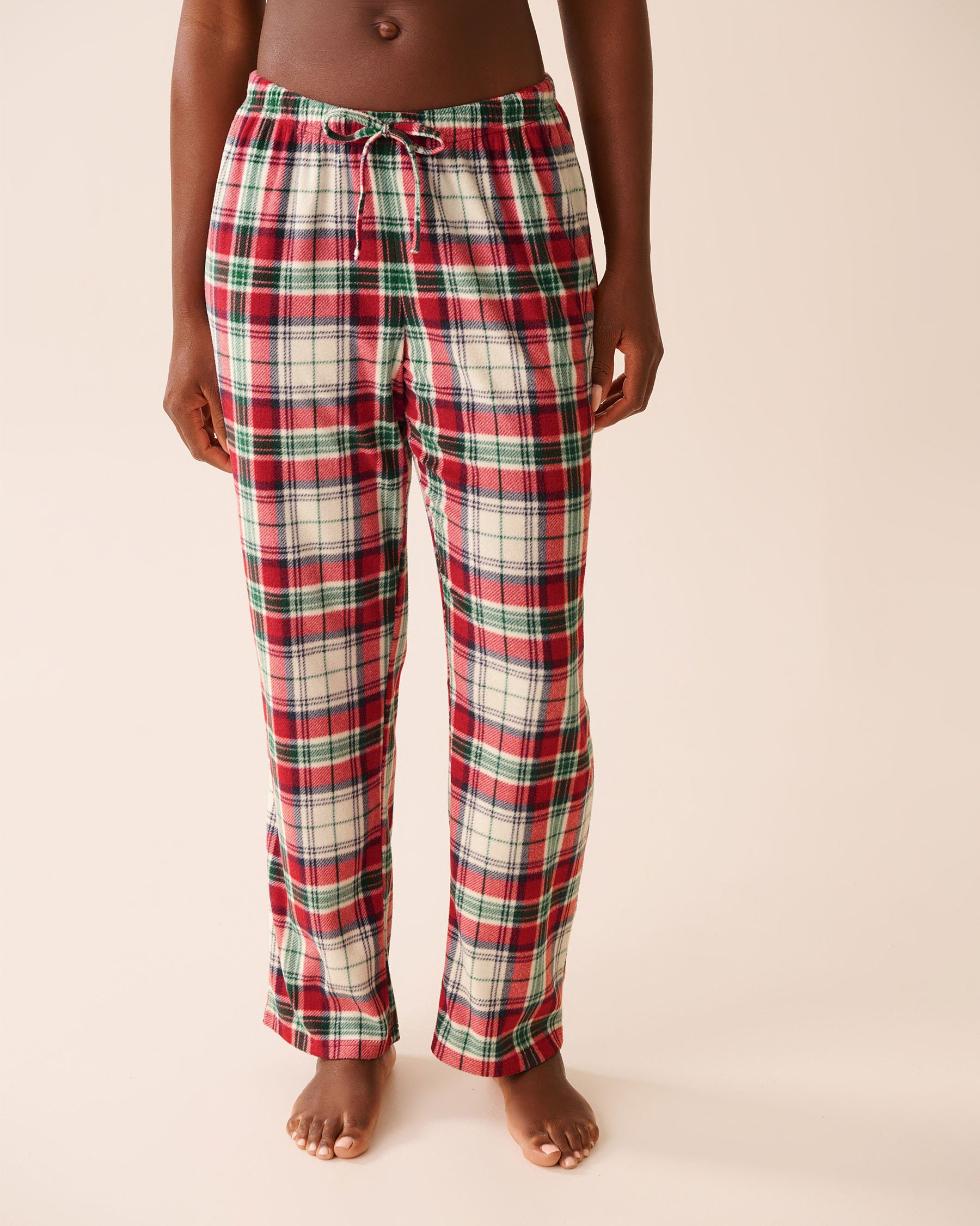 LA VIE EN ROSE Ensemble pyjama en polaire carreaux rouges Carreaux rouges et blancs 40400090 - Voir4