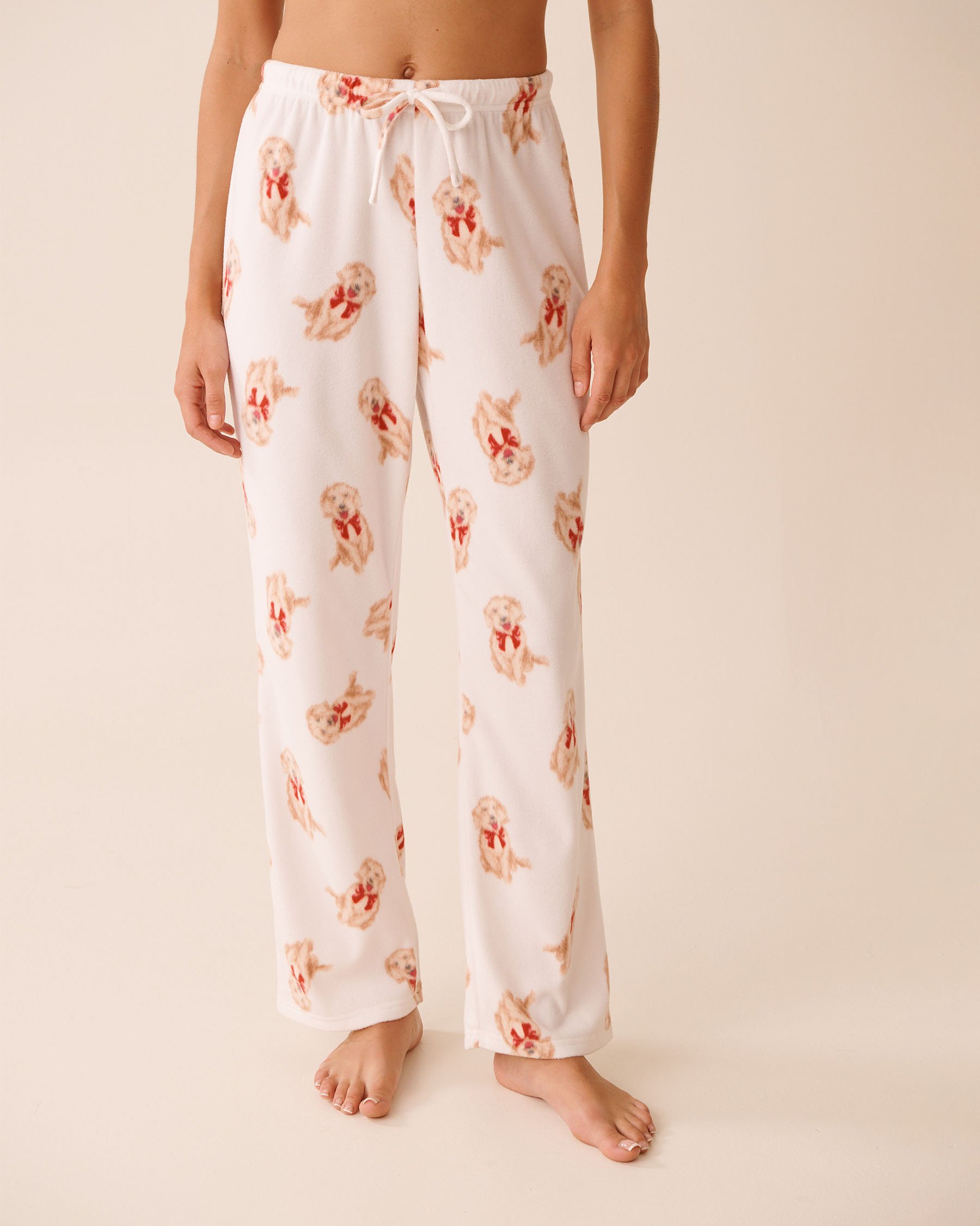 LA VIE EN ROSE Dog Print Microfleece PJ Set White/Dogs 40400090 LA VIE EN ROSE Dog Print Microfleece PJ Set White/Dogs 40400090 - View4