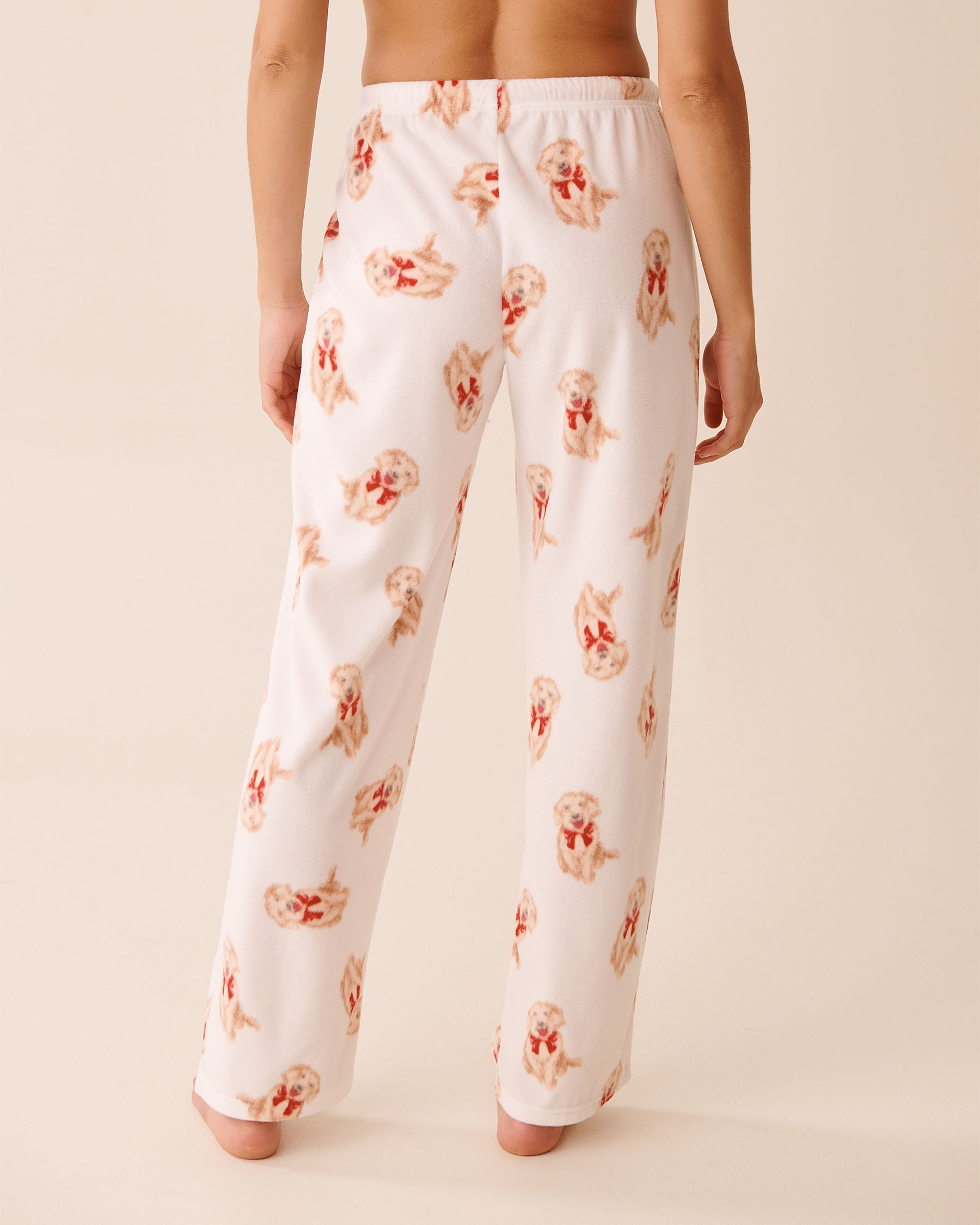 LA VIE EN ROSE Dog Print Microfleece PJ Set White/Dogs 40400090 LA VIE EN ROSE Dog Print Microfleece PJ Set White/Dogs 40400090 - View5
