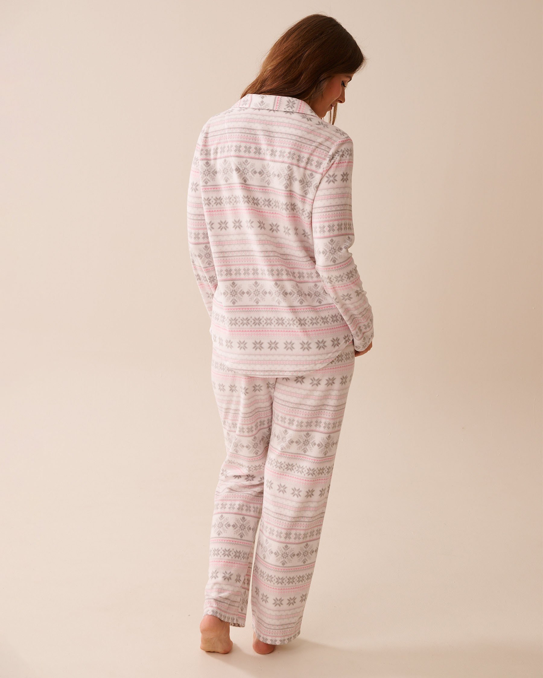 LA VIE EN ROSE Ensemble pyjama en polaire imprimé nordique Imprimé nordique rose 40400090 LA VIE EN ROSE Ensemble pyjama en polaire imprimé nordique Imprimé nordique rose 40400090 - View2