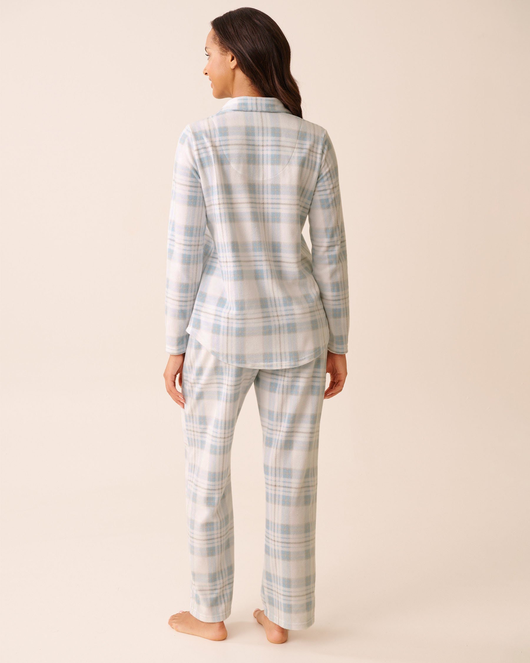 LA VIE EN ROSE Ensemble pyjama en polaire carreaux bleus Carreaux bleus clairs 40400090 - View2