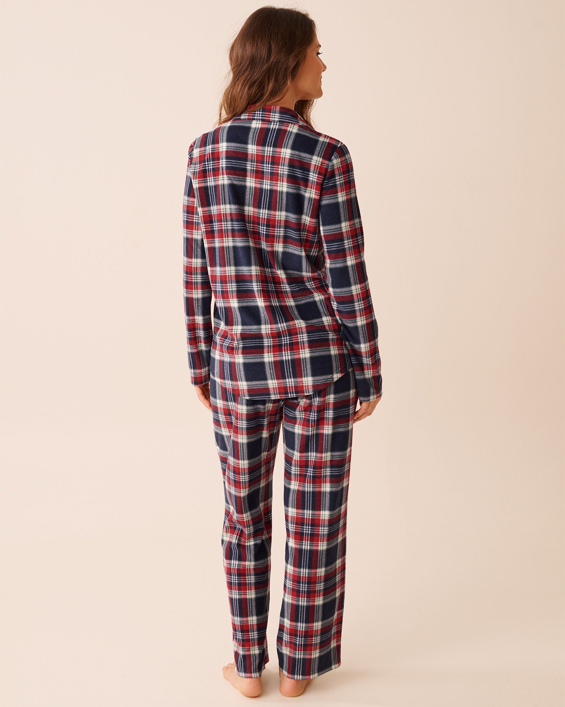 LA VIE EN ROSE Ensemble pyjama en polaire carreaux bleus Carreaux rouges et bleus 40400090 - Voir2