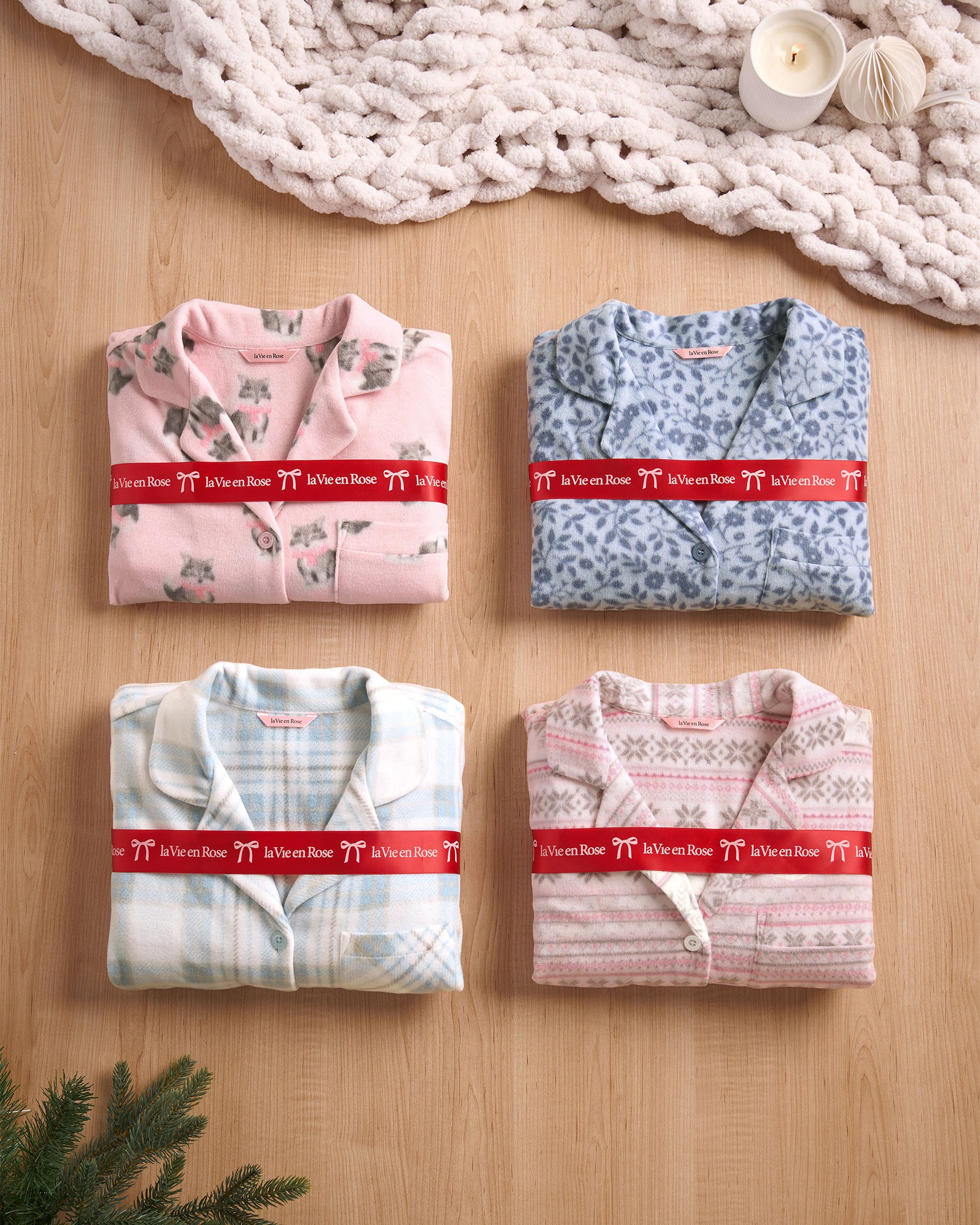 LA VIE EN ROSE Ensemble pyjama en polaire imprimé chat Rose/Chats 40400090 - Voir6