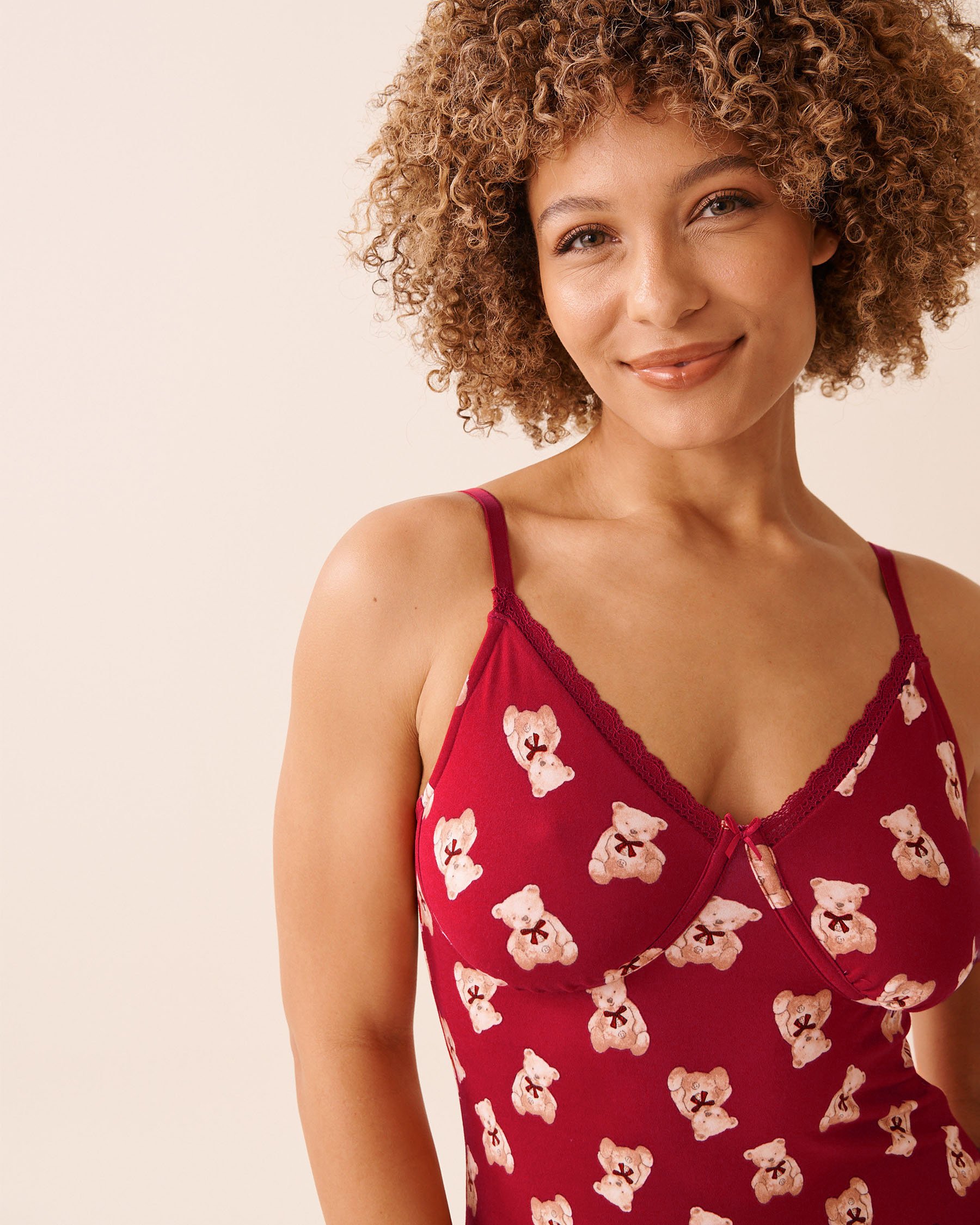 LA VIE EN ROSE Teddy Bear Print Super Soft Nightie Red/Teddy Bears 40500460 - View3
