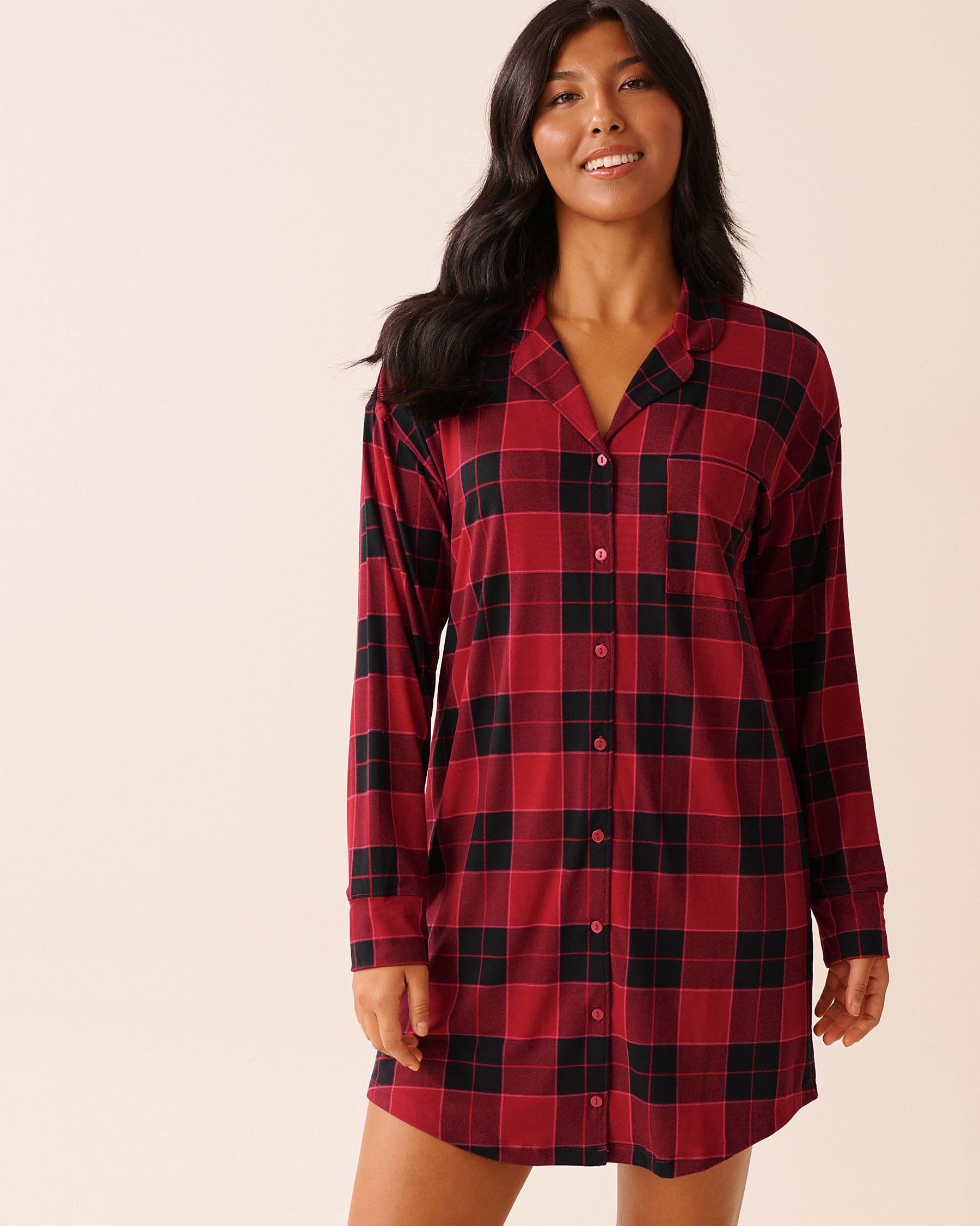 LA VIE EN ROSE Buffalo Plaid Super Soft Button-down Sleepshirt Buffalo Plaid 40500461 - View1