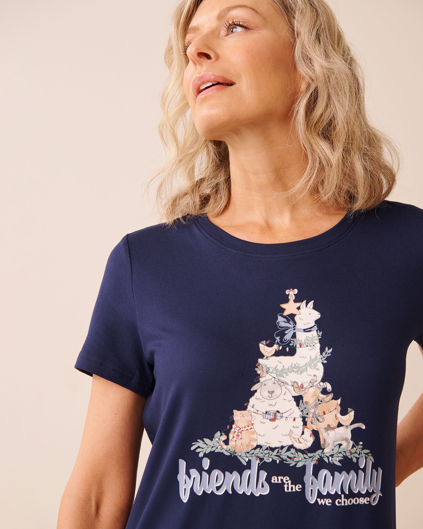 LA VIE EN ROSE Farm Friends Print Super Soft Sleepshirt Evening Blue 40500463 - View3