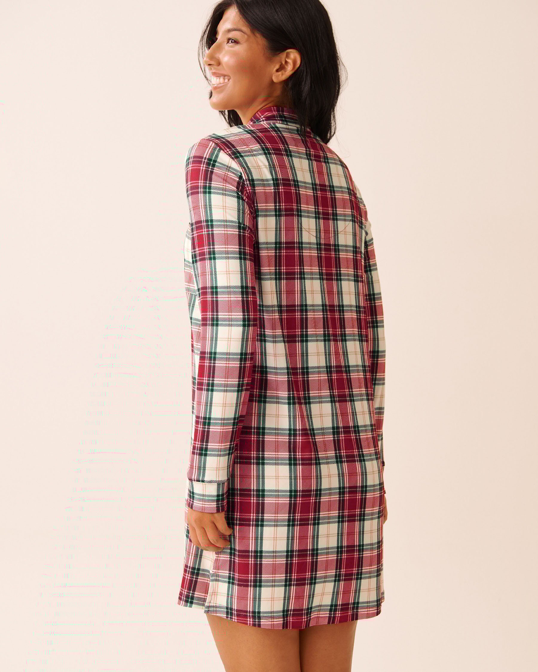 LA VIE EN ROSE Red Plaid Super Soft Button-down Sleepshirt Red Plaid 40500465 - View2