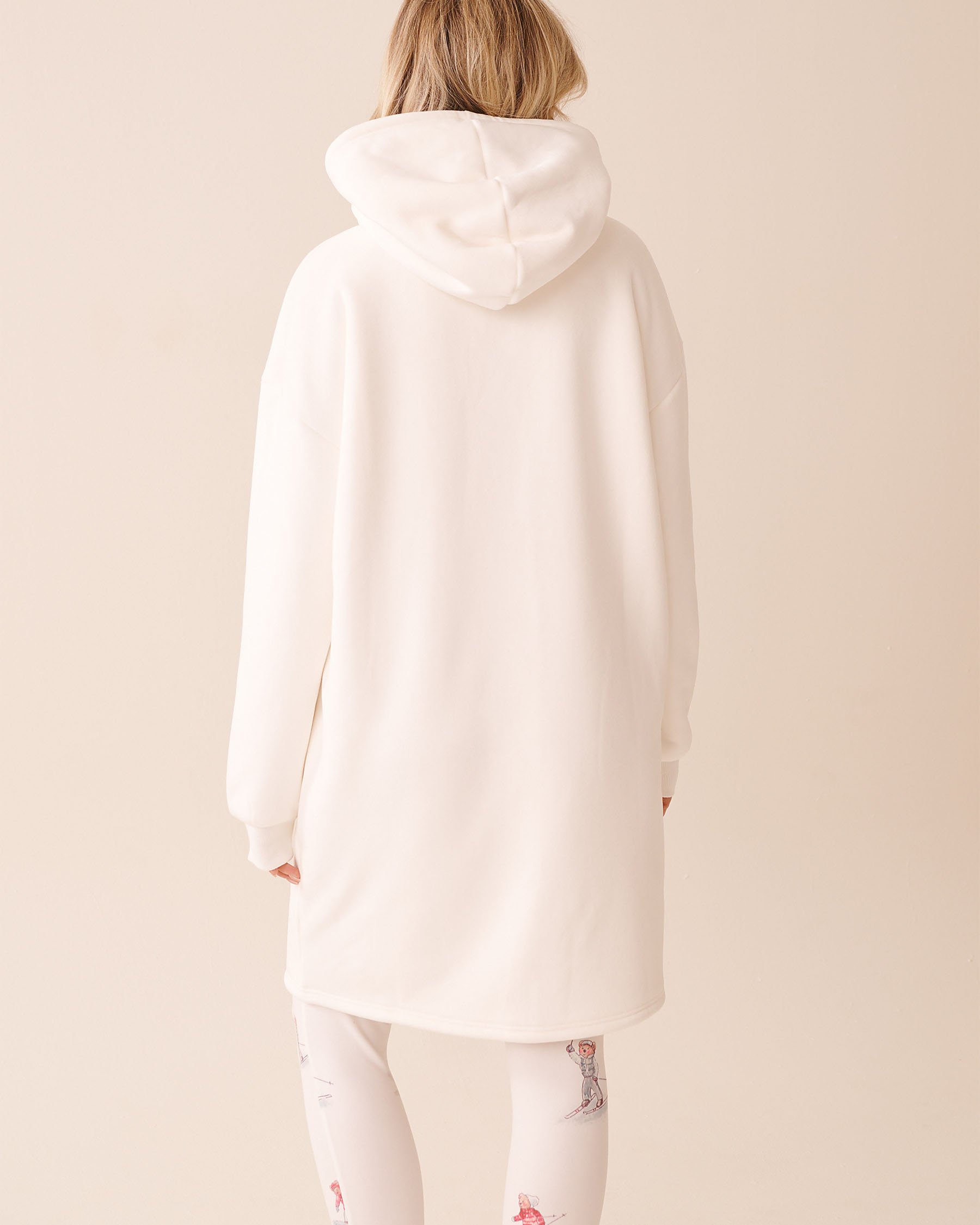LA VIE EN ROSE Hooded Robe with Zipper Snow White 40600216 LA VIE EN ROSE Hooded Robe with Zipper Snow White 40600216 - View2