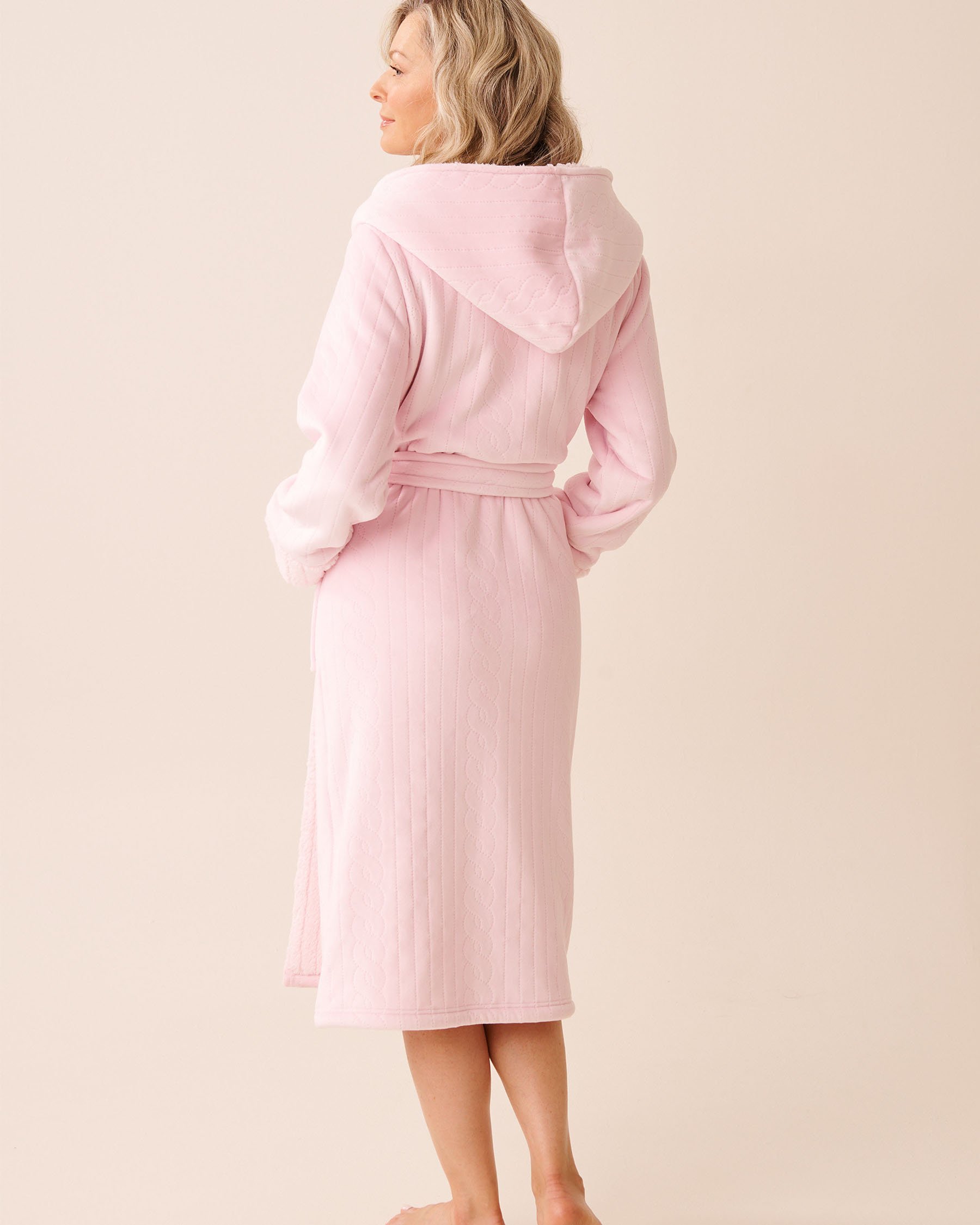 LA VIE EN ROSE Luxurious Hooded Robe Light Pink 40600218 LA VIE EN ROSE Luxurious Hooded Robe Light Pink 40600218 - View2
