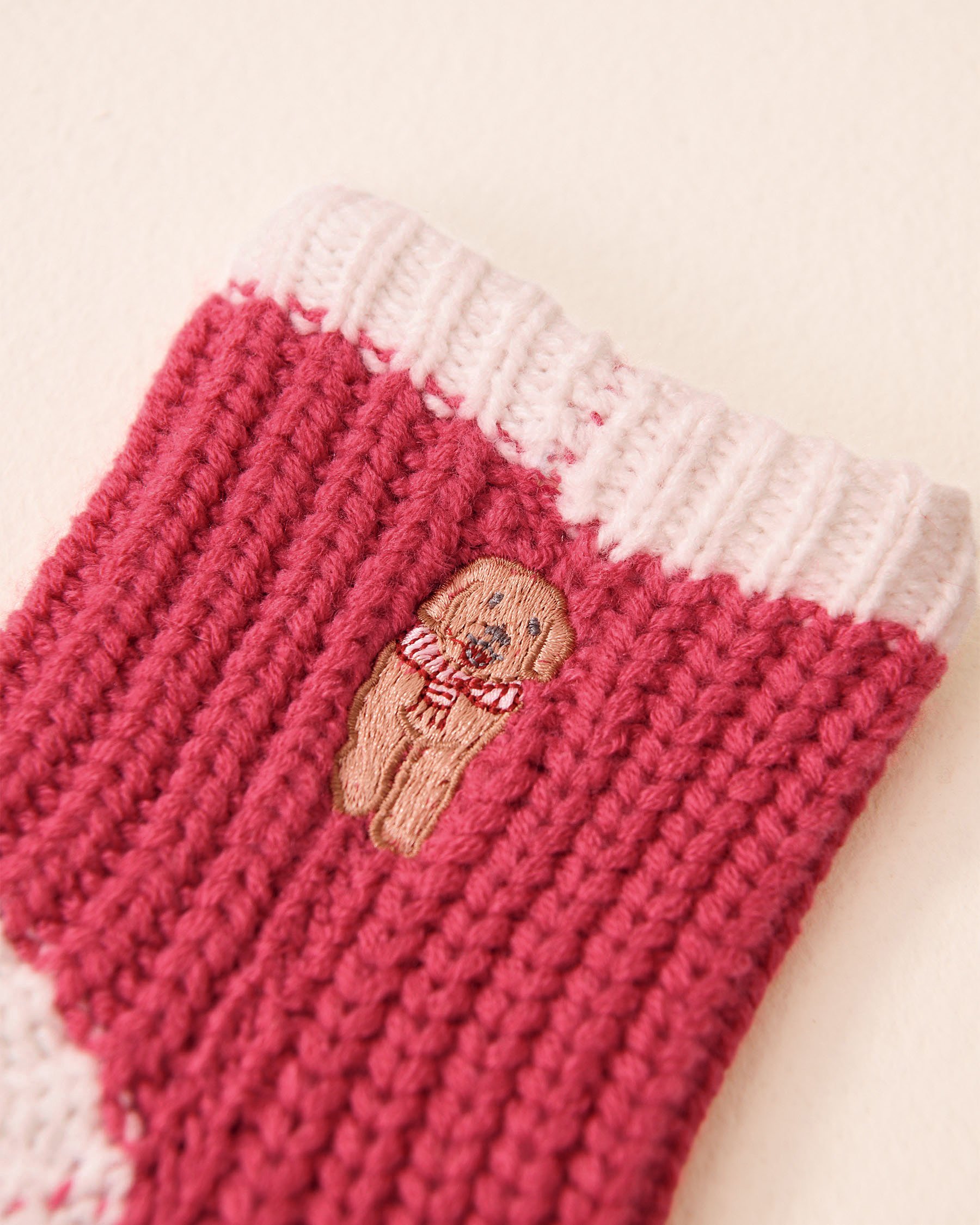 LA VIE EN ROSE Bas en tricot broderie chien Rouge/Chien 40700423 - View1