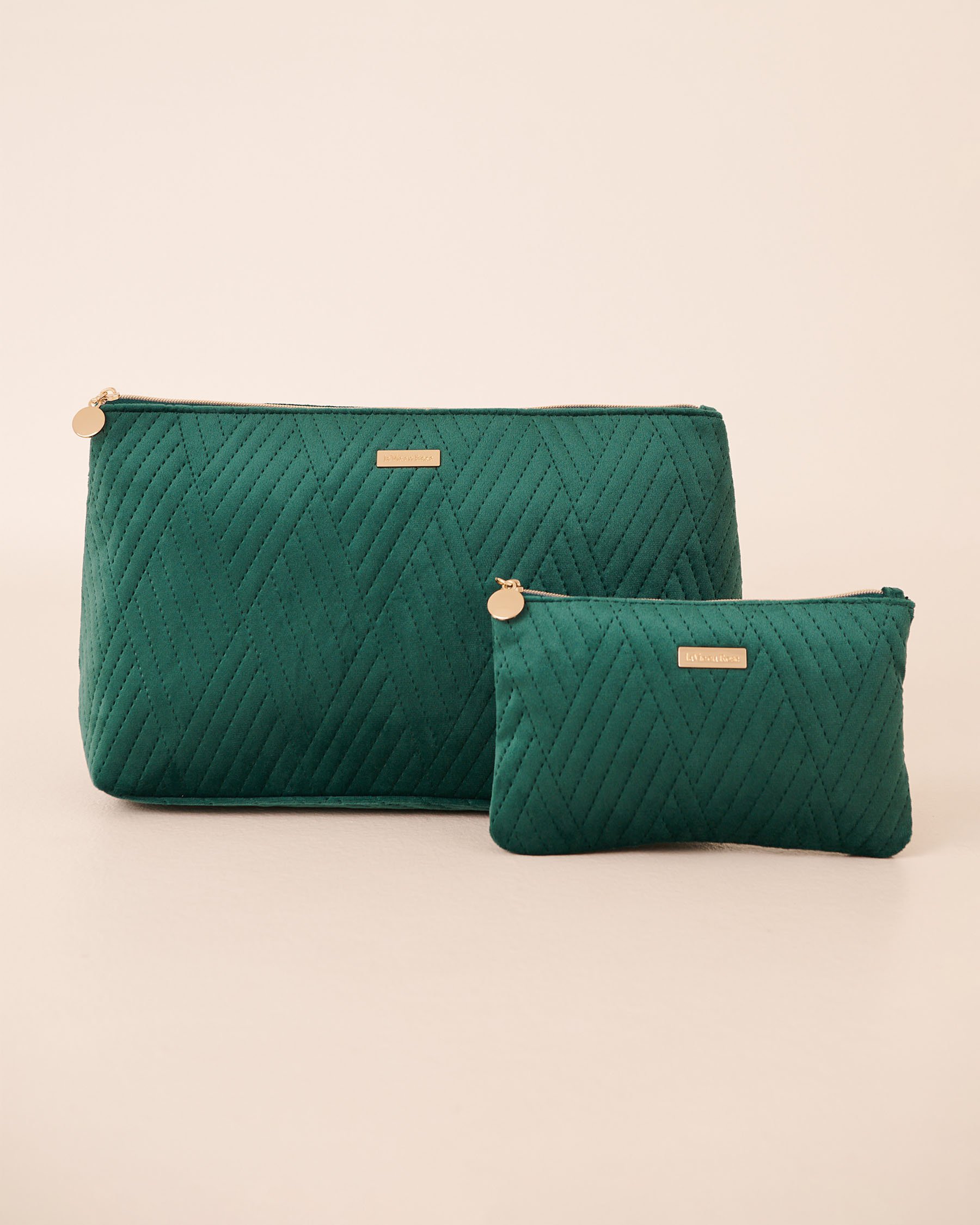 LA VIE EN ROSE 2-in-1 Velvet Cosmetic Bag Fir Green 40700428 - View3