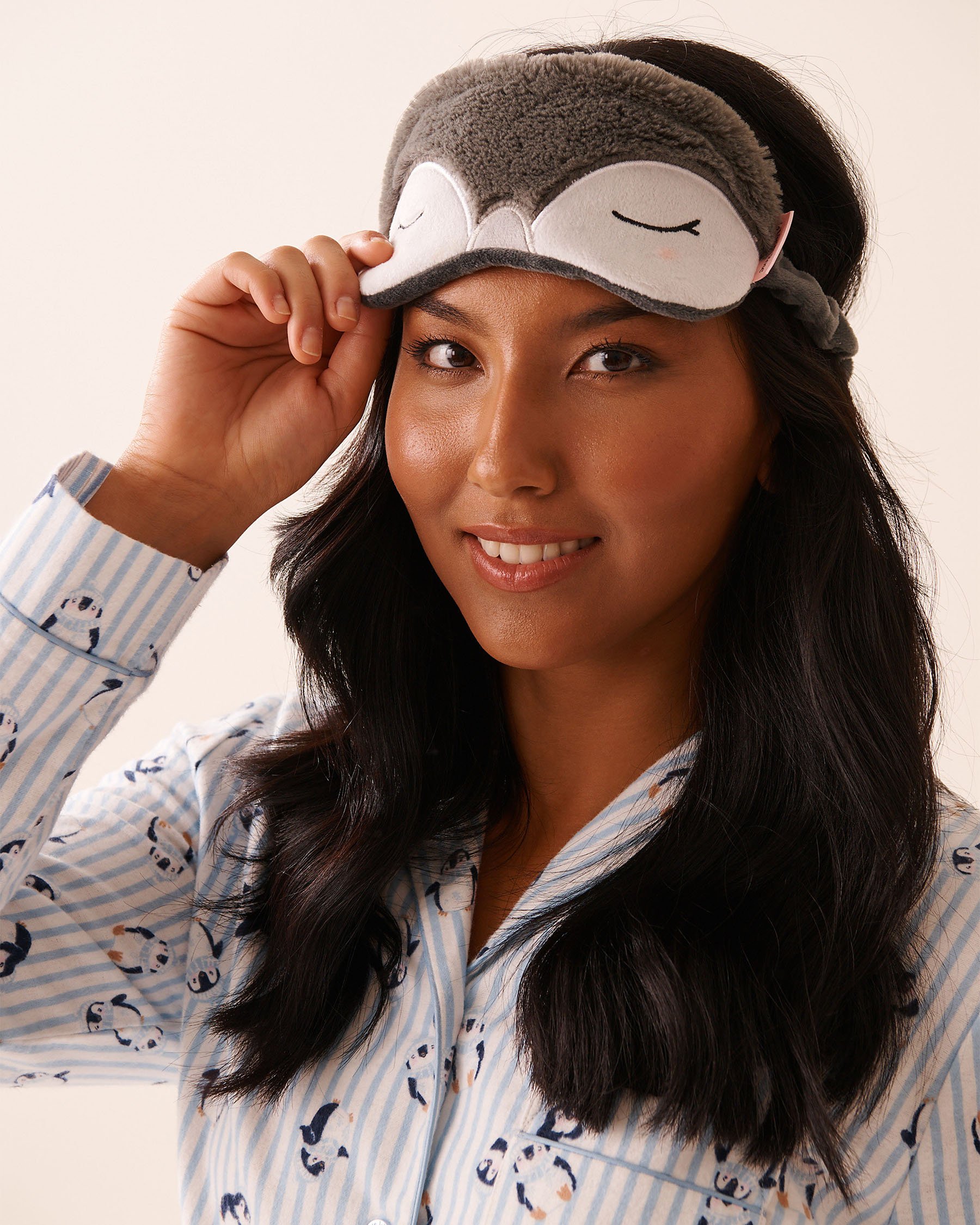 LA VIE EN ROSE Masque de sommeil pingouin Gris/Pingouin 40700432 - Voir1