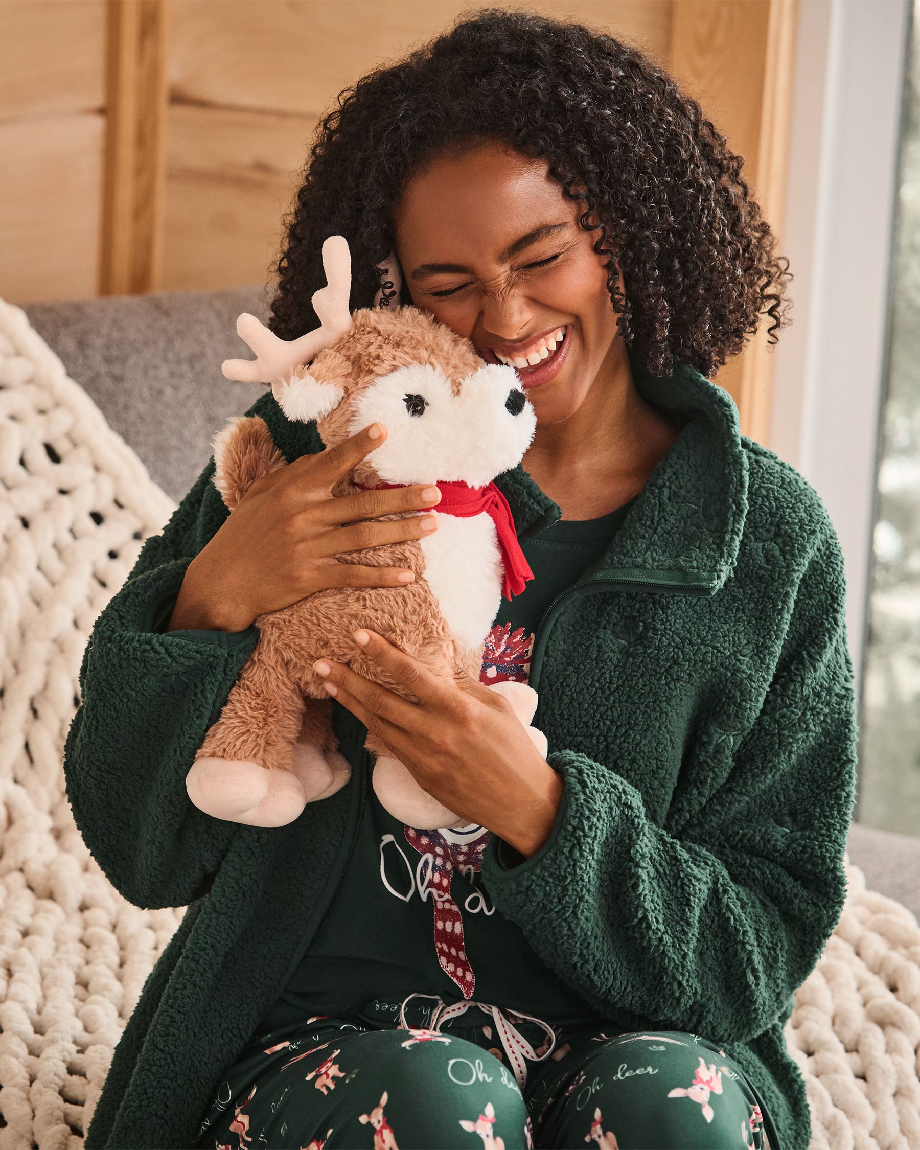 LA VIE EN ROSE Peluche cerf Brun clair 40700436 - Voir1