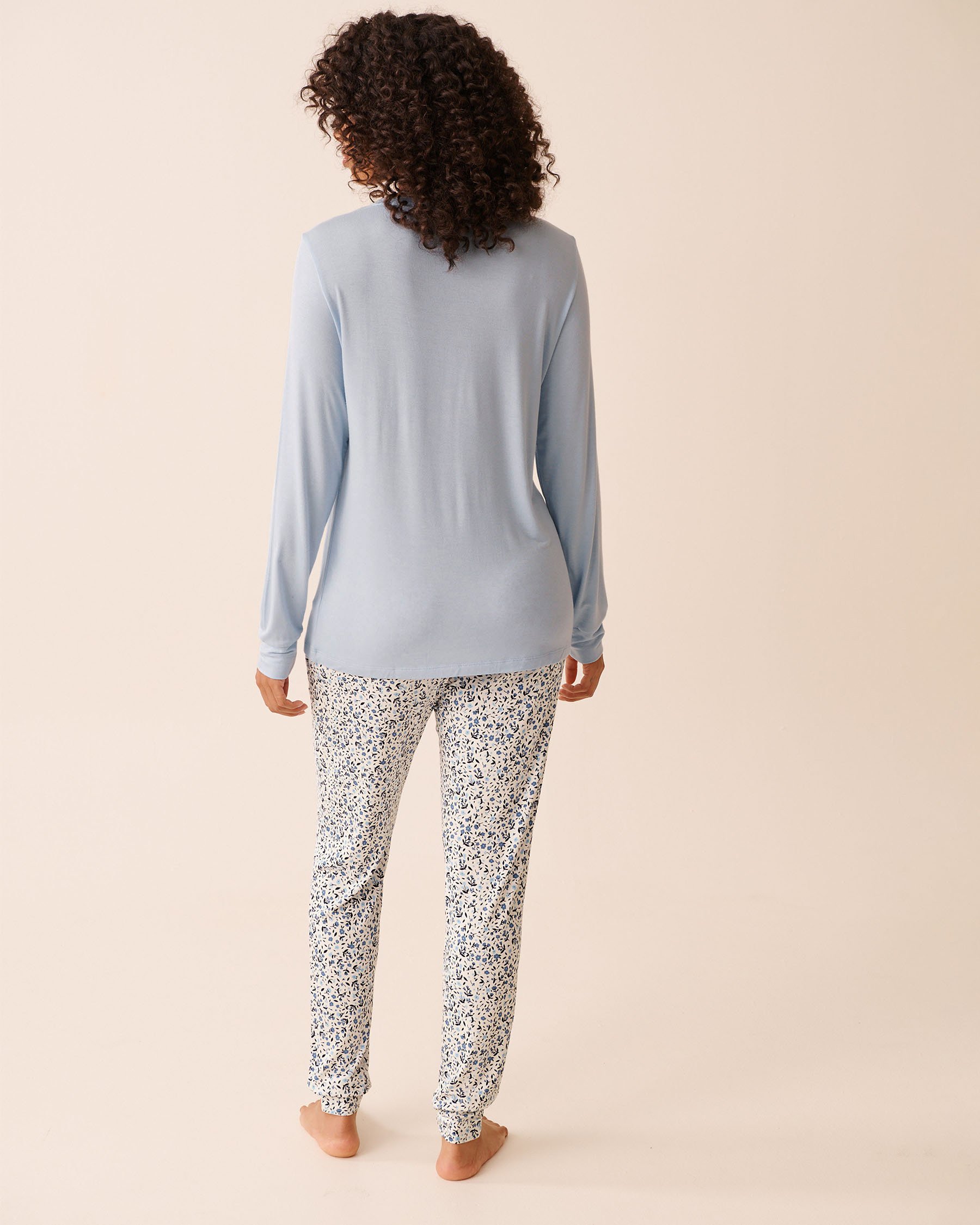 LA VIE EN ROSE Blue Floral Print Long Sleeve PJ Set Blue/Flowers 40400088 - View2