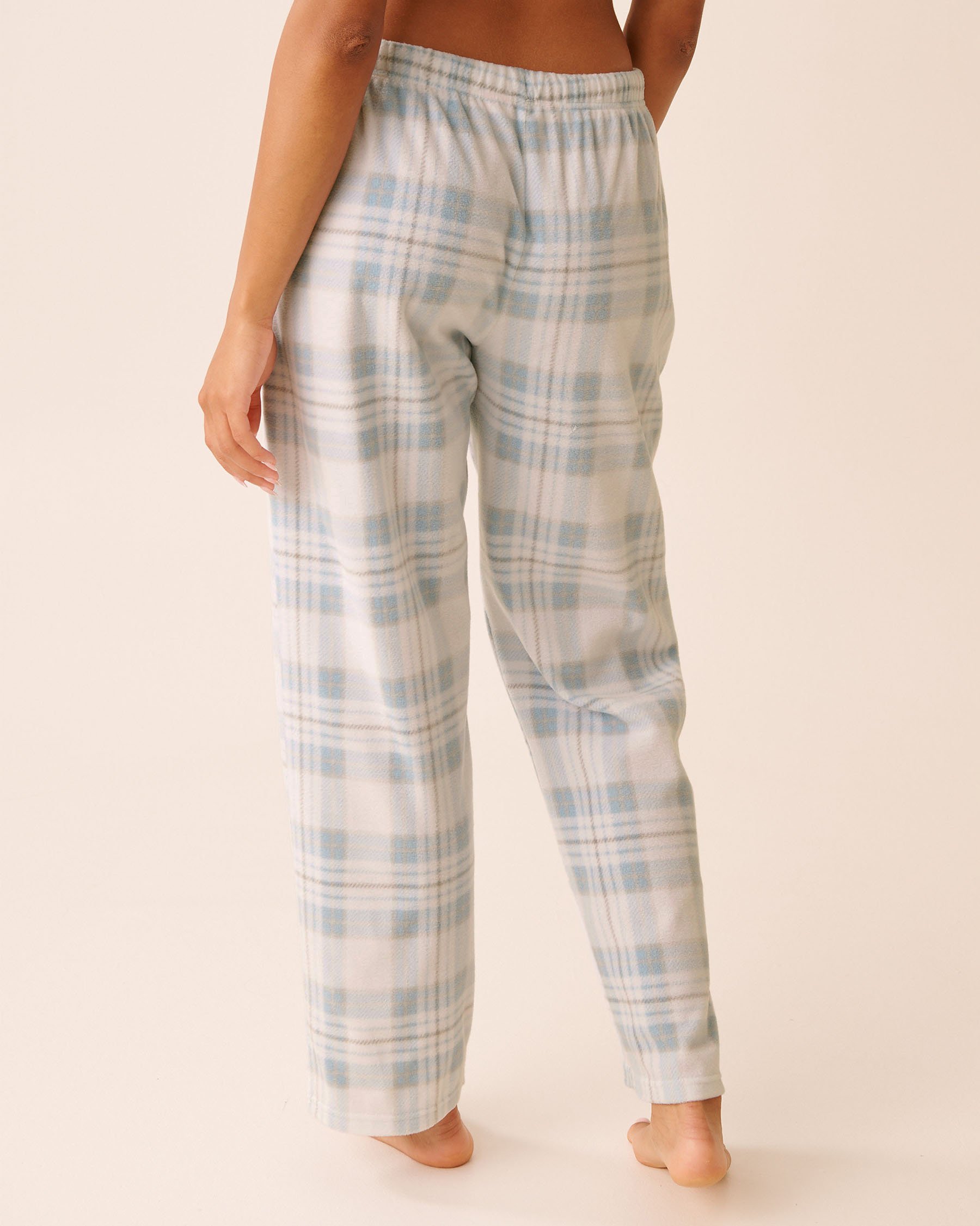 LA VIE EN ROSE Blue Plaid Microfleece PJ Set Light Blue Plaid 40400090 - View5