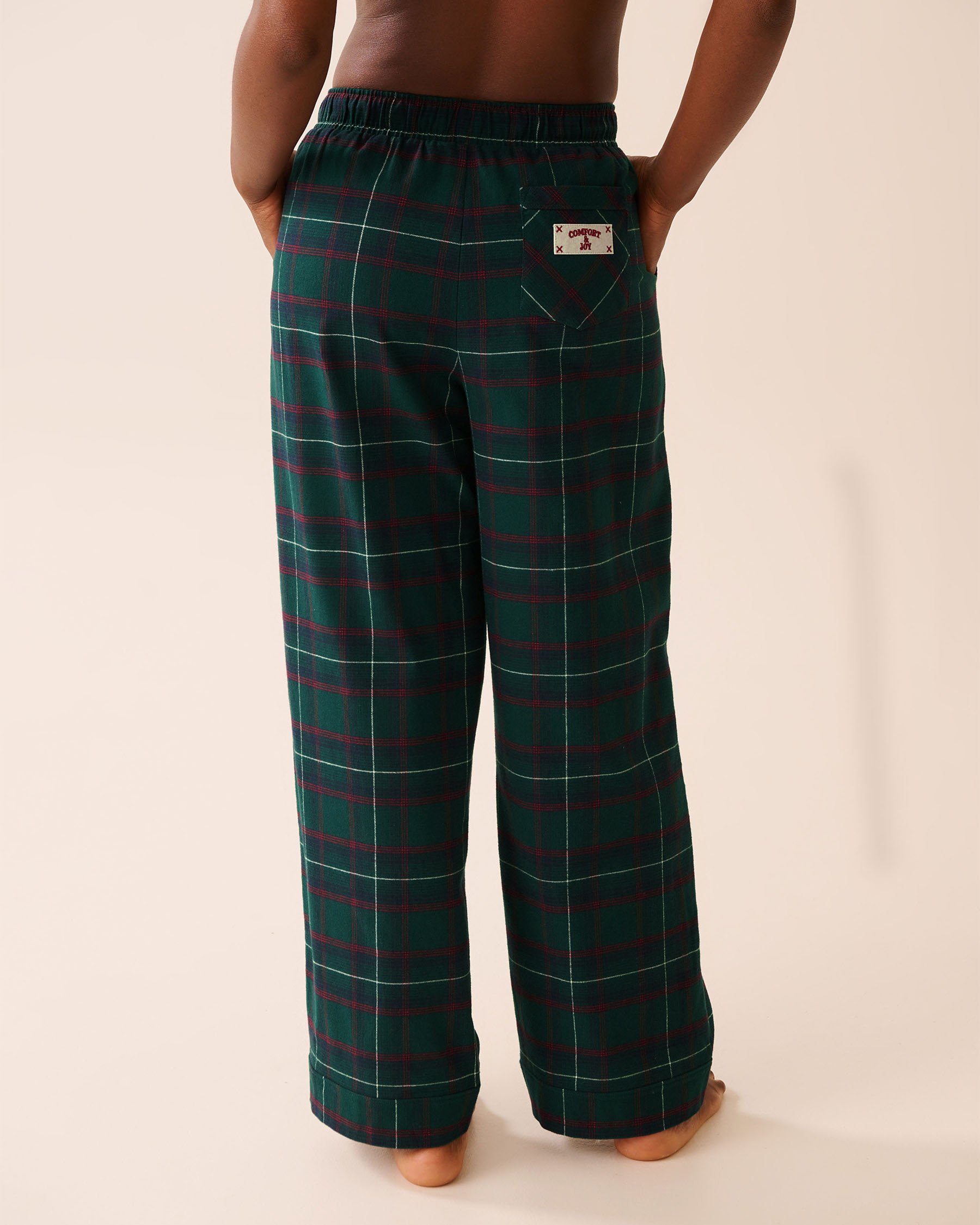 LA VIE EN ROSE Comfort & Joy Plaid Flannel Pants Green Plaid 40200777 - View3