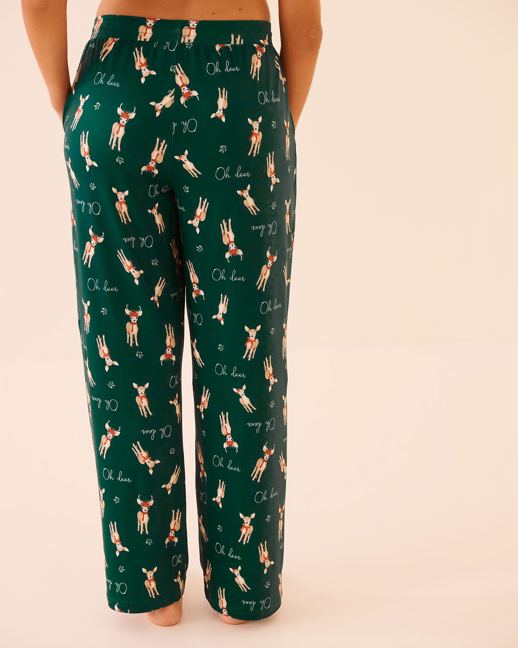 LA VIE EN ROSE Pantalon de pyjama ultra doux imprimé cerf Vert sapin/Cerfs 40200794 - View3
