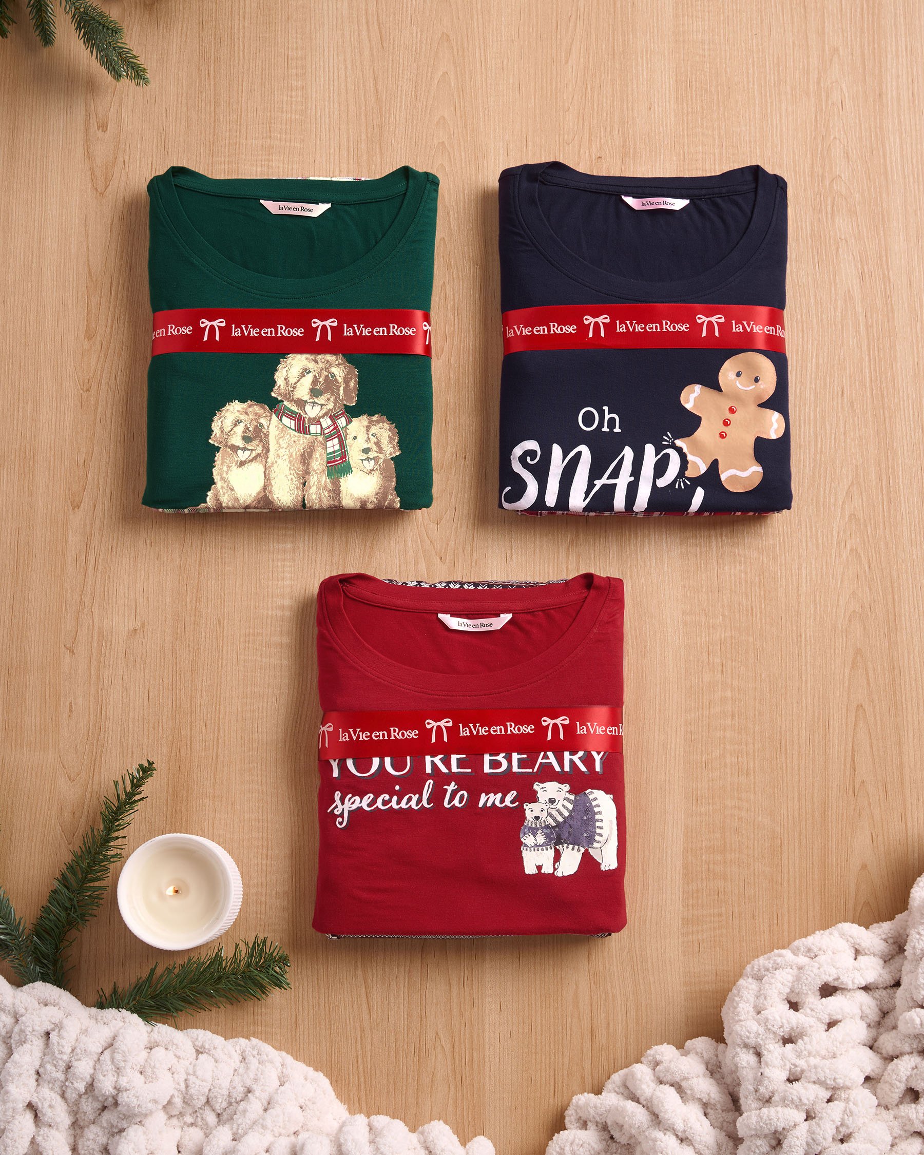 LA VIE EN ROSE Ensemble pyjama manches longues imprimé chien Vert/Chiens 40400088 - Voir7